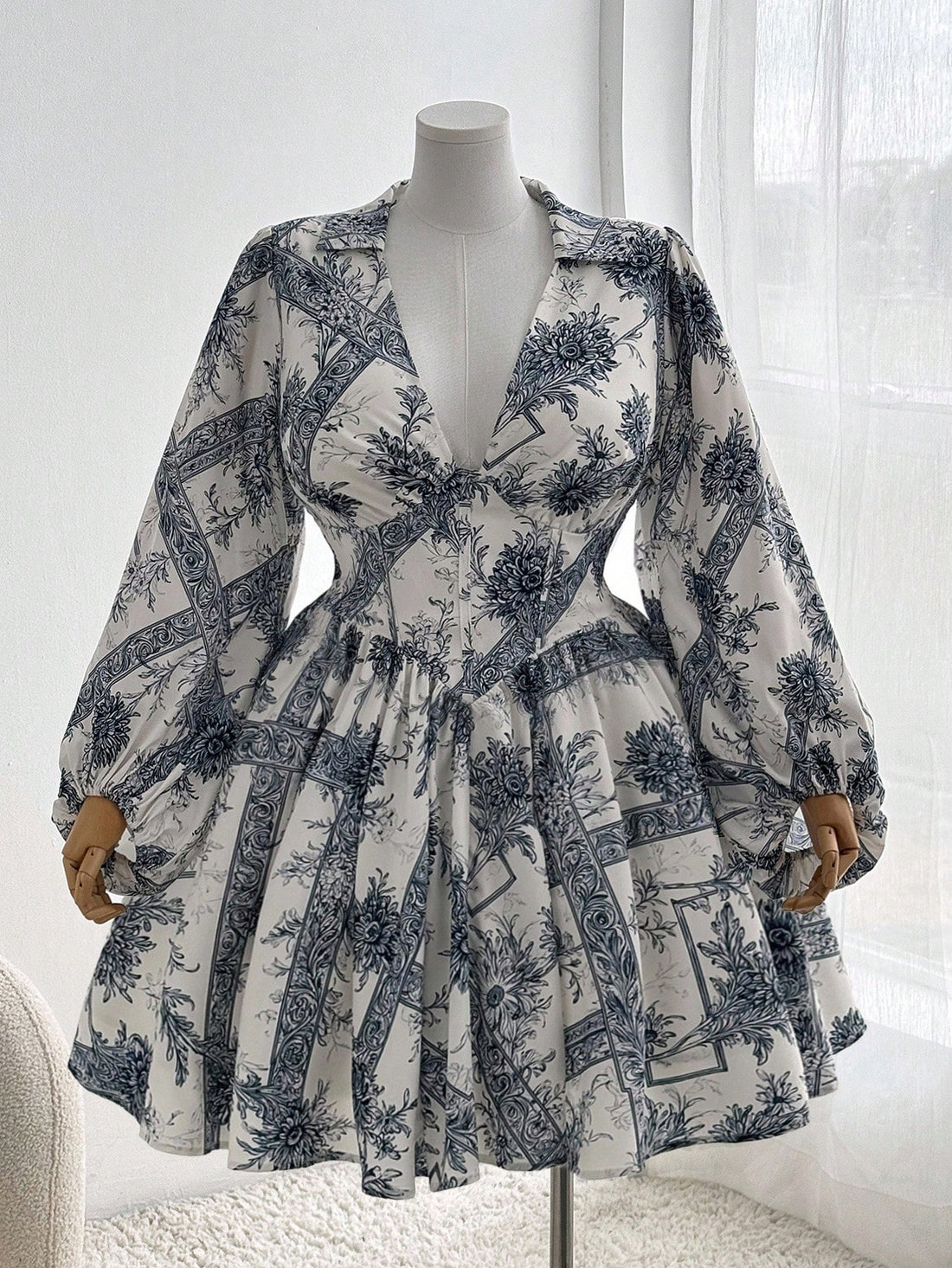 Embrace autumn charm with this playful plus size floral dress that flatters every curve. Its waist-cinching design adds a touch of elegance while keeping things comfy and casual. Perfect for cozy days and crisp evenings, this dress brings vibrant fall vibes to your wardrobe with ease and style.