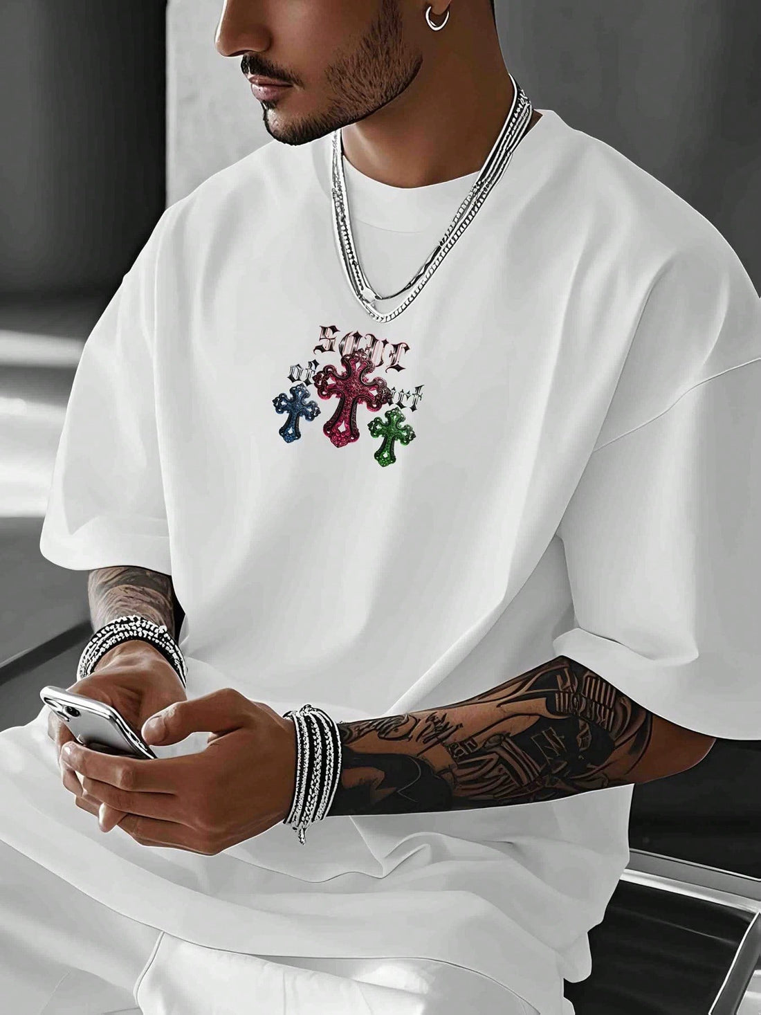 Step out in style with this Bold Cross Design Men's Streetwear T-Shirt! Featuring vibrant colorful geometric patterns, it's crafted from 100% cotton to keep you cool and comfy on all your summer adventures. Whether you're treating yourself or searching for the perfect gift for him or her, this tee adds a playful pop to any outfit. Perfect for those who love bold fashion with a fun twist!