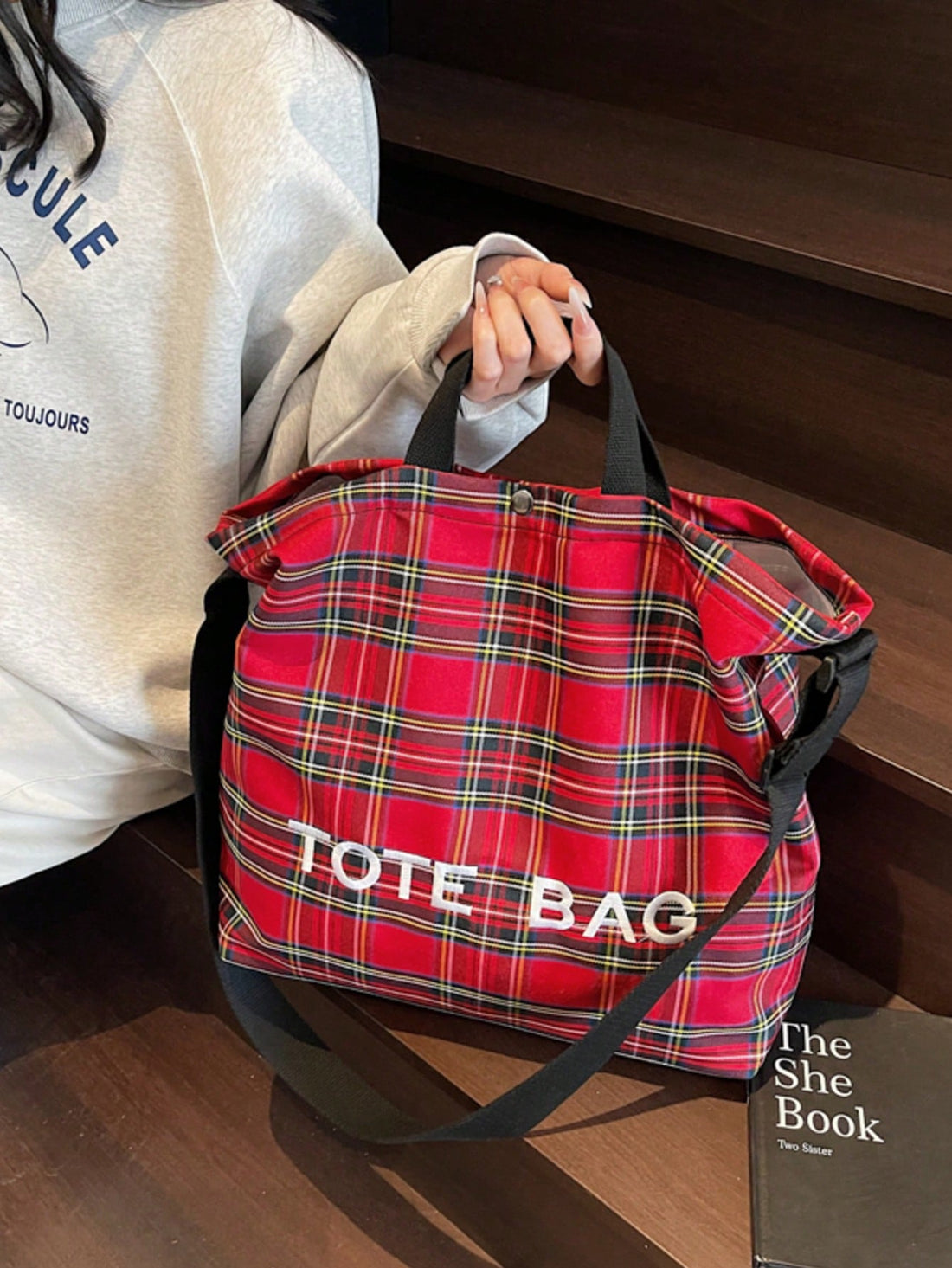 This stylish large capacity tote blends playful charm with practical design. Crafted from lightweight PVC and Kraft paper, it’s easy to carry yet durable enough for all your essentials. The magic tape closure adds a fun twist—snap it shut or open it up in seconds. Perfect for busy days, this chic preppy tote keeps you looking fresh while holding everything you need.