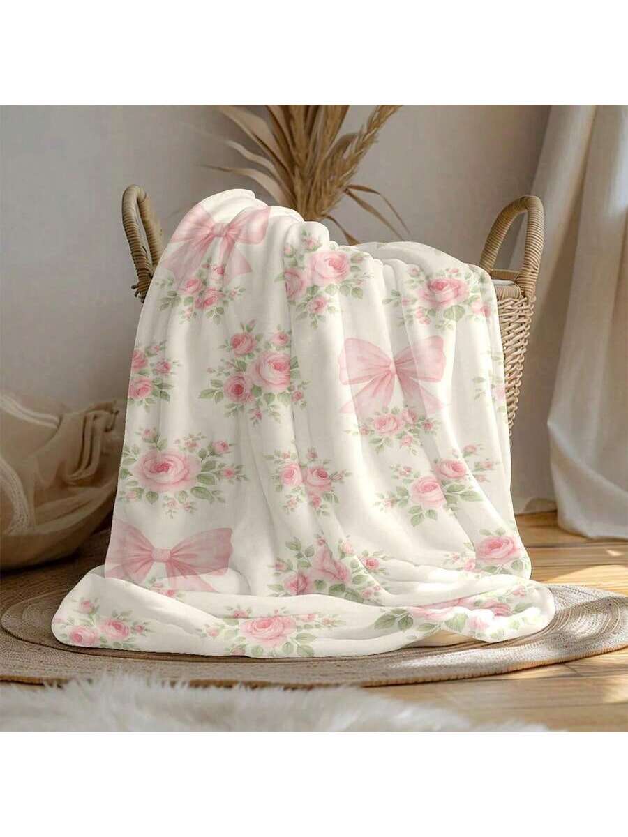 Wrap yourself in warmth and charm with this large flannel blanket featuring a delightful pink rose and bow design. Perfect for snuggling at home or adding a cozy touch to outdoor adventures, its soft fabric keeps you comfy and stylish wherever you go. Embrace comfort with a playful twist!