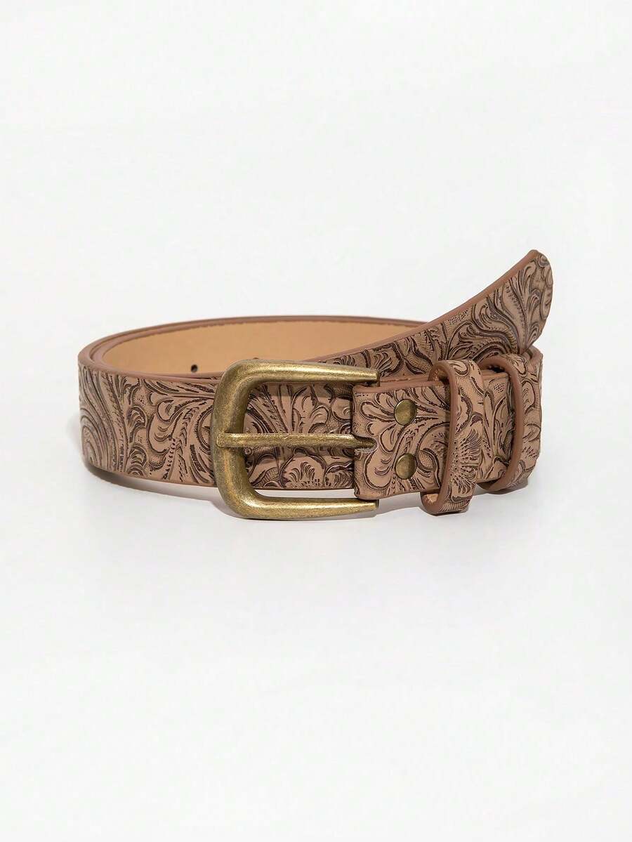 Stylish Retro Square Buckle Leather Belt for Women - Perfect for Year-Round Fashion - women retro square buckle leather belt visible in all media images, product image 1
