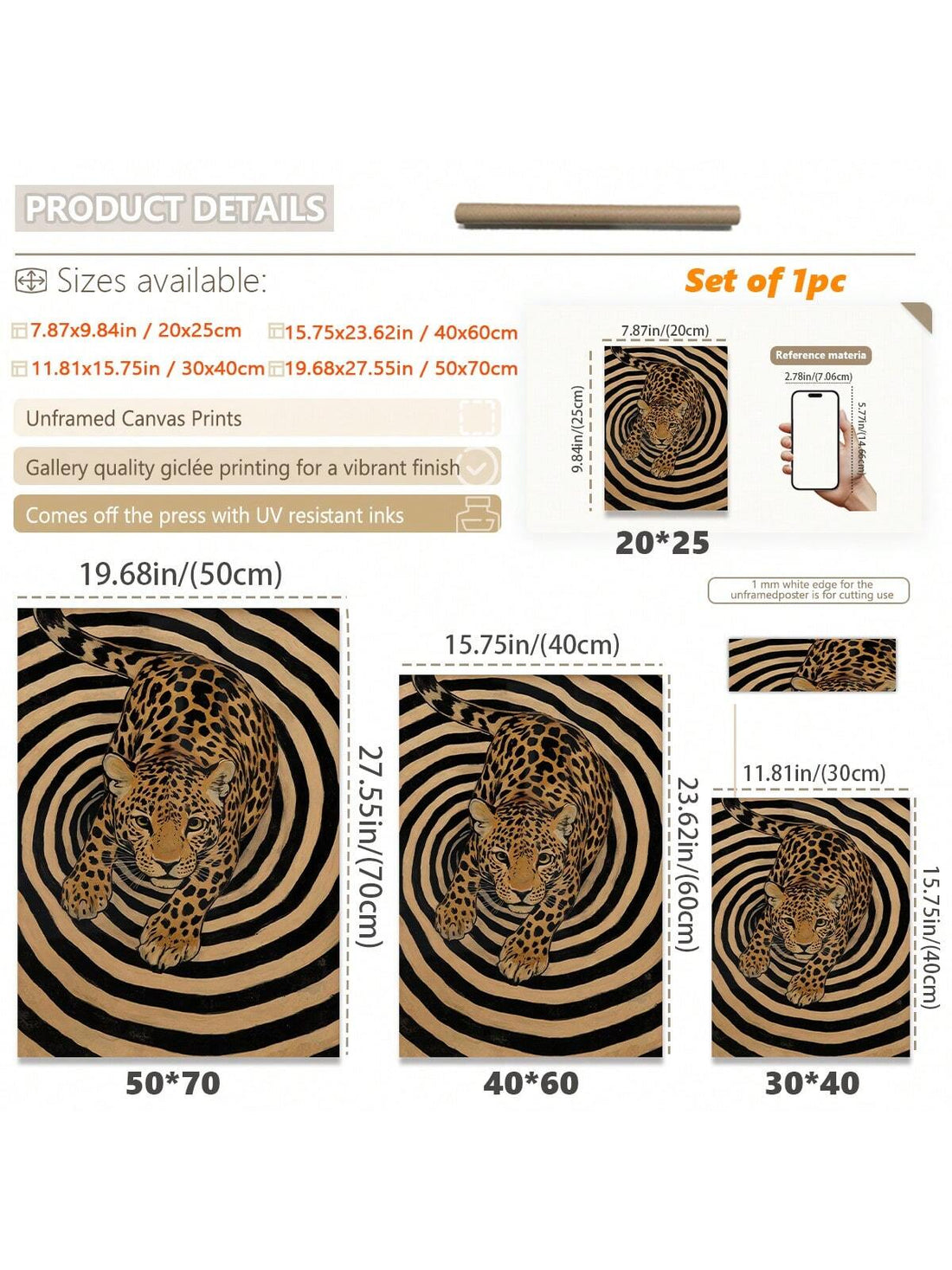 Bring a wild touch to your space with this stunning leopard print canvas wall art. Framed for a polished look, it effortlessly blends fierce wildlife charm with chic style—perfect for adding a playful roar to any living room. Let this eye-catching piece be the conversation starter your walls deserve!