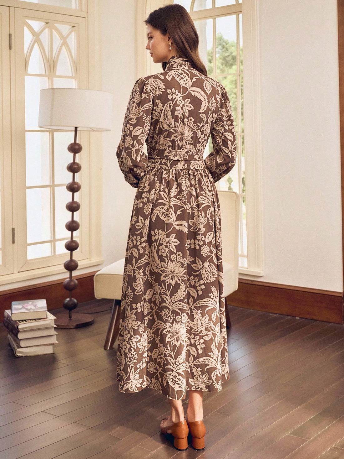 Step into timeless elegance with this show-stopping Baroque print dress that's equal parts sophisticated and fun. The dramatic lantern sleeves add a whimsical touch, while the cinched waist flatters your silhouette beautifully. A charming bowknot detail at the front brings playful personality to this statement piece. Perfect for special occasions, date nights, or whenever you want to feel absolutely fabulous. This dress proves that classic style never goes out of fashion—it just gets better with a little ba