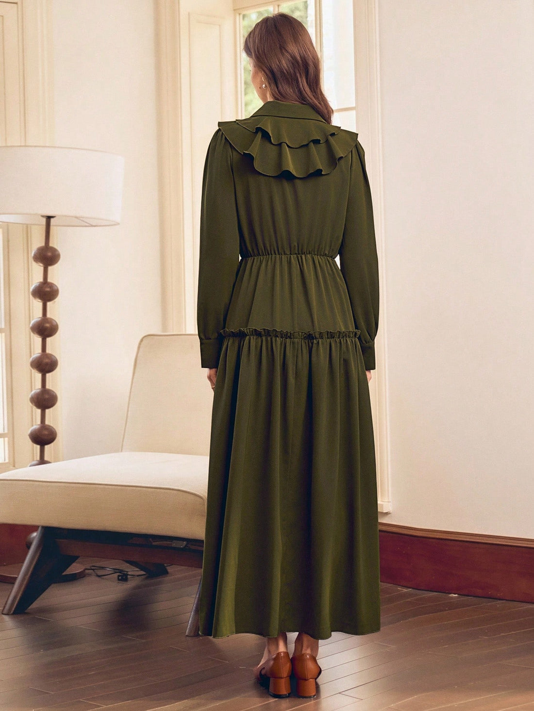 Elevate your everyday style with this charming long dress featuring a delicate ruffle hem that adds just the right amount of flair. Whether you're heading out for a casual outing, a special date night, or looking polished for the classroom, this versatile piece delivers effortless sophistication. The flowing silhouette flatters all figures while the thoughtful ruffle detail keeps things fun and feminine. A wardrobe essential that transitions seamlessly from day to night, this dress proves that looking fabul