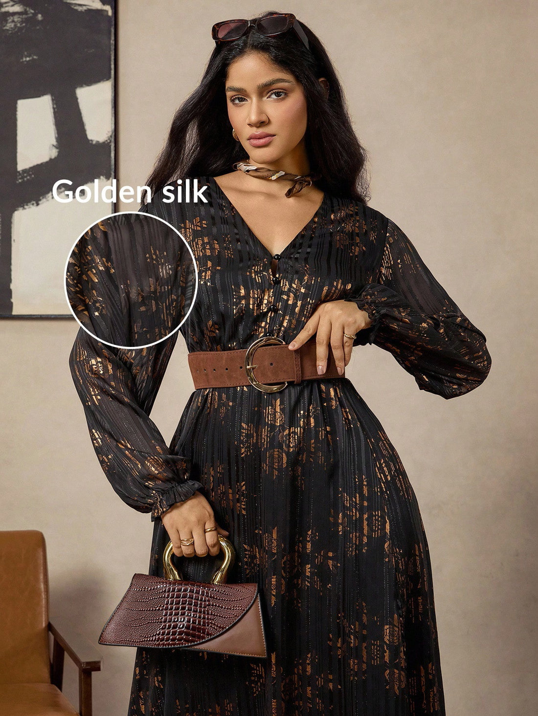 Step into timeless charm with this Elegant Vintage Plus Size Maxi Dress. Featuring a shimmering foil floral print and a flirtatious side slit hem, it’s designed to move gracefully and flaunt your style. Perfect for any occasion where you want to feel effortlessly beautiful and wonderfully confident.