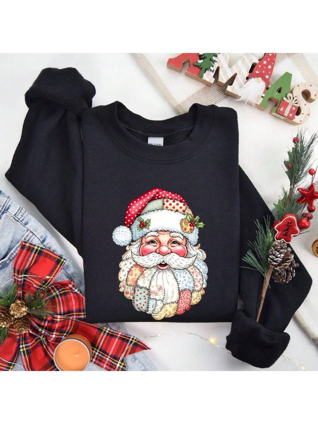 Embrace holiday cheer with the Oversized Retro Patchwork Santa Sweatshirt, designed for festive comfort and standout style. This women's sweatshirt features a unique patchwork design showcasing a classic Santa motif, combining vintage charm with modern oversized fit for relaxed wear. Crafted for warmth and easy layering, it’s perfect for holiday gatherings or cozy seasonal outings, ensuring you celebrate Christmas with both comfort and flair.