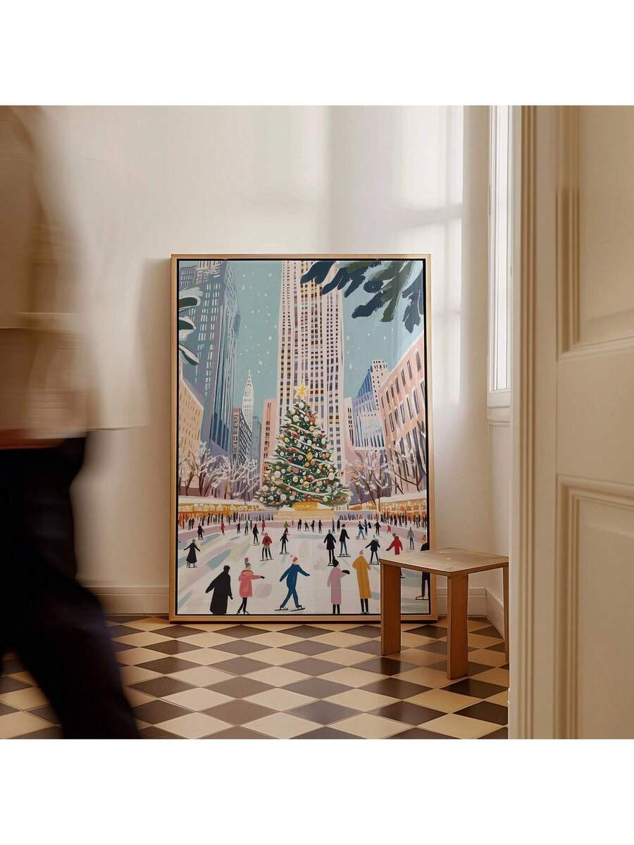 Transform your space into a winter wonderland with this charming frameless Christmas village wall art. Picture a picturesque snowy town square twinkling with holiday magic—cozy cottages, gentle snowfall, and festive warmth captured in every brushstroke. Perfect for adding seasonal cheer to your living room, bedroom, or entryway, this painting brings the nostalgia and joy of classic holiday traditions right to your walls. No frame needed—just hang and let the festive spirit shine. Ideal for anyone who loves 
