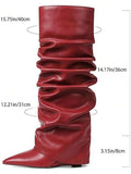 Heel view of Punk Goth Mid-Calf Motorcycle Boots with Chunky High Heels - Fashionable Slouched Ruched Style for Women for punk motorcycle boot styling