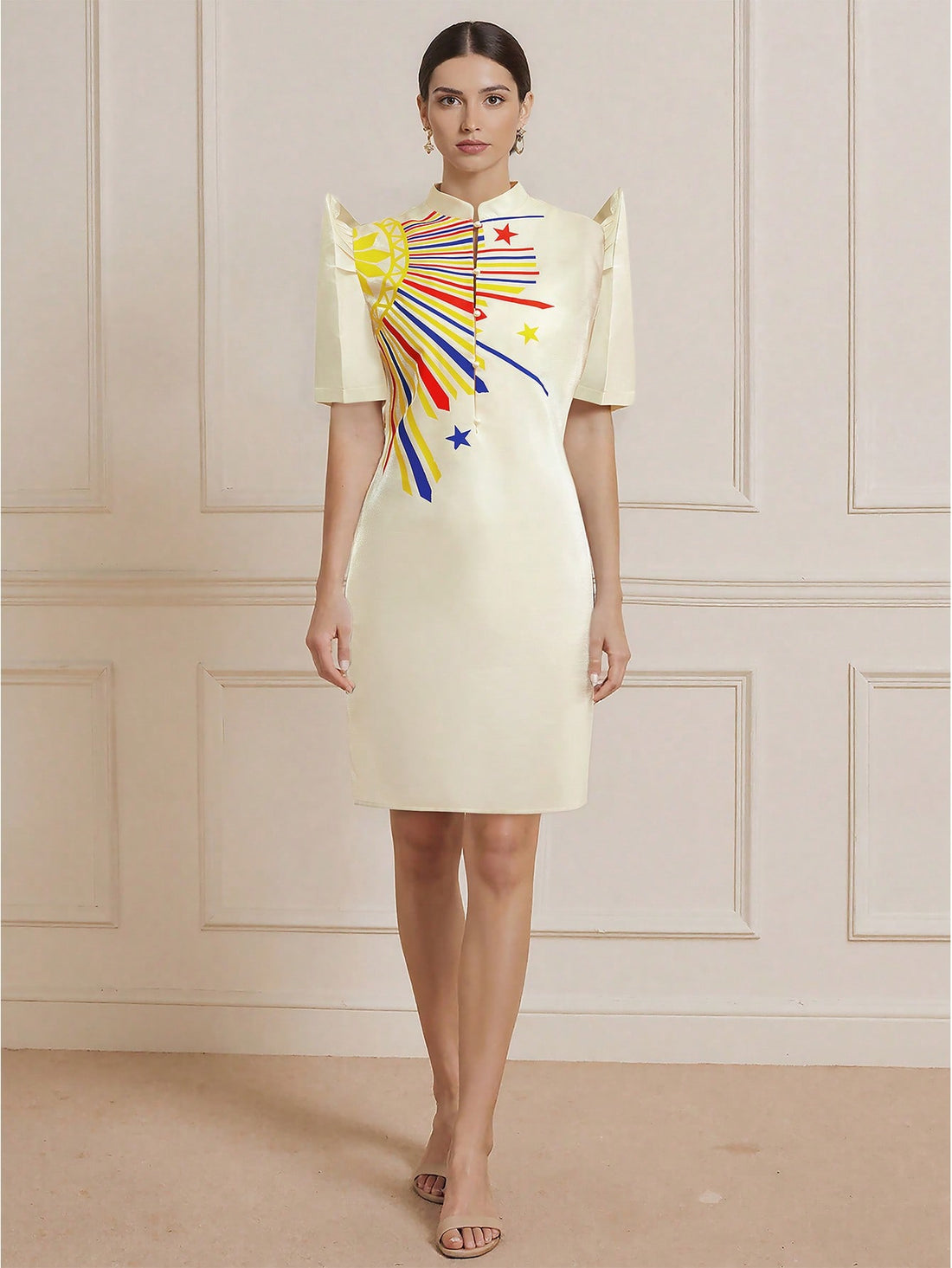 Elevate your autumn wardrobe with this stunning modern dress that effortlessly blends sophistication with seasonal charm. The dramatic bell sleeves add a touch of whimsy and movement, while the crisp stand-up collar frames your face with polished elegance. Perfect for transitioning from office to evening events, this piece celebrates your style with a playful twist on classic tailoring. Dress it up with heels or keep it casual with sneakers—either way, you'll turn heads this season.