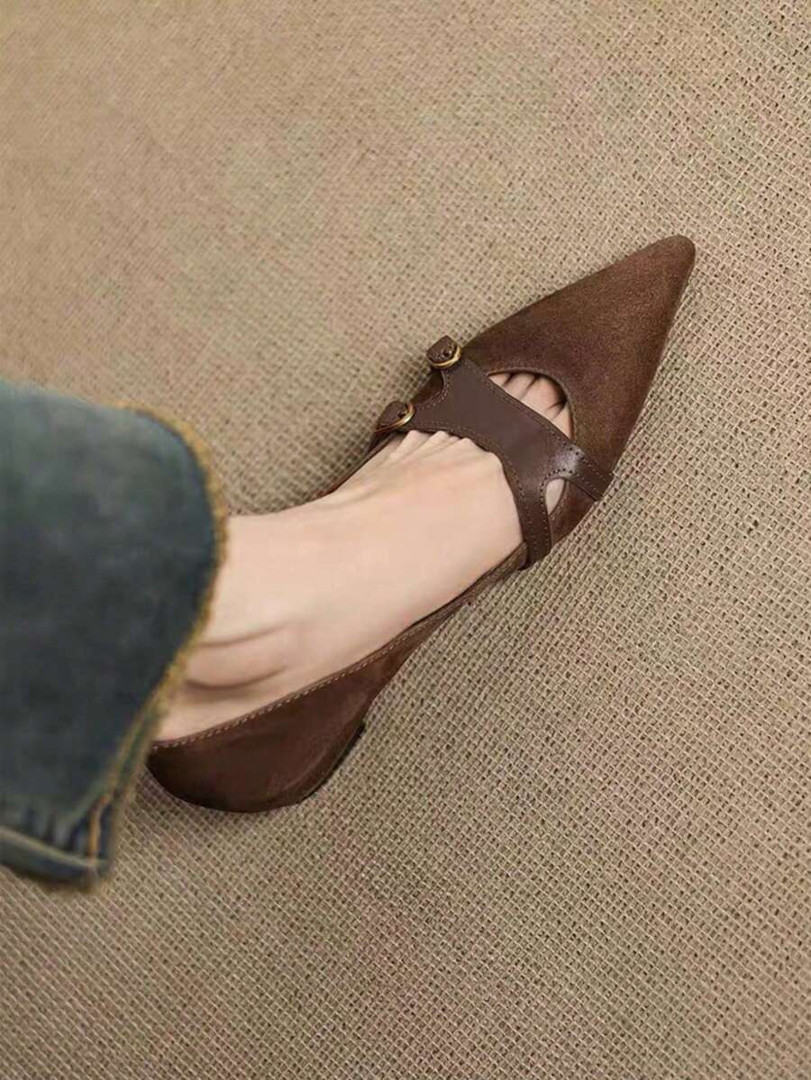 Step into timeless elegance with these sophisticated brown pointed-toe flats, where vintage charm meets modern style. Featuring chic French color blocking that adds a dash of continental flair, these versatile pumps transition seamlessly from crisp autumn days to cozy winter evenings. The refined silhouette flatters every step, while the classic pointed toe elongates your leg for an effortlessly polished look. Perfect for elevating casual outfits or dressing down your favorite dress, these all-season essent