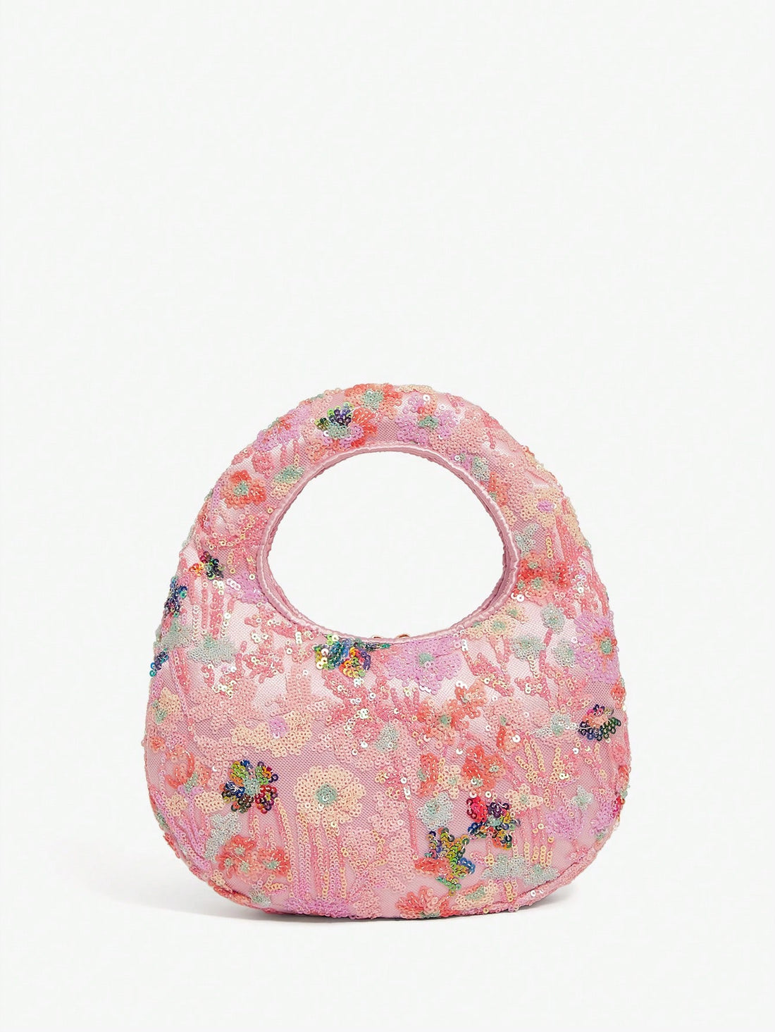 Add a sparkling splash of fun to any outfit with this Stylish Pink Floral Sequin Top Handle Bag! Its shimmering floral sequins catch the light beautifully, while the top handle keeps your look polished and playful. Perfect for parties, brunches, or a night out, this versatile bag adds a pop of pink and a touch of glam to every occasion. Carry your essentials with flair and let your style shine!