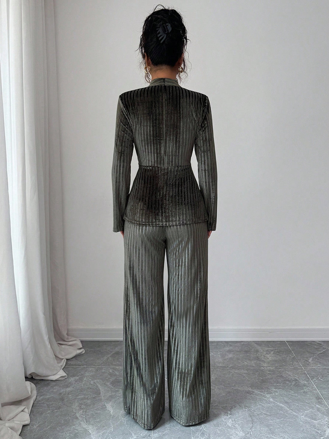 Elevate your everyday style with this fabulous two-piece set that's equal parts sophisticated and fun! The elegant V-neck top features a chic twist waist detail that cinches beautifully, while long sleeves add polish to any occasion. Pair it with the flattering flare leg pants for a silhouette that turns heads. Whether you're heading to brunch, the office, or a night out, this set delivers effortless chic vibes. Perfect for women who refuse to compromise on style or comfort—because looking good shouldn't fe