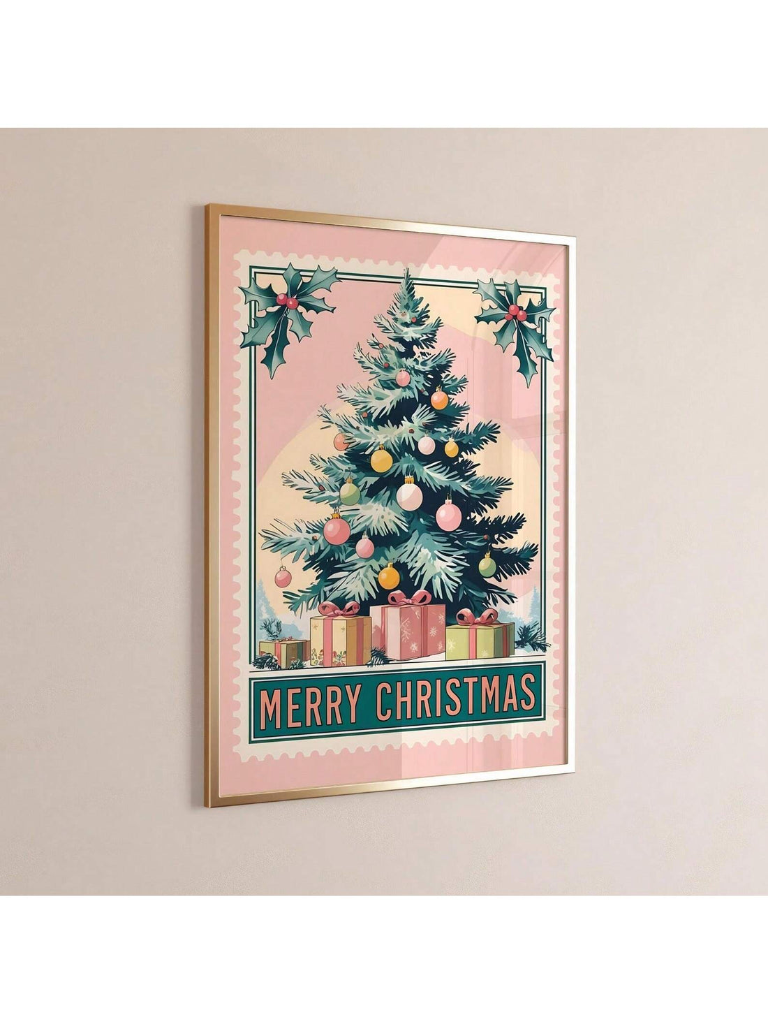 Transform your holiday space with this charming frameless pink vintage Christmas wall art. Featuring soft pastel tones and retro-inspired design, it brings nostalgic mid-century flair to any room. Perfect for creating a cozy, whimsical festive atmosphere without the commitment of framing. Hang it solo for subtle seasonal charm or pair it with complementary pieces for maximum holiday magic. A delightful way to celebrate the season with vintage-modern style.