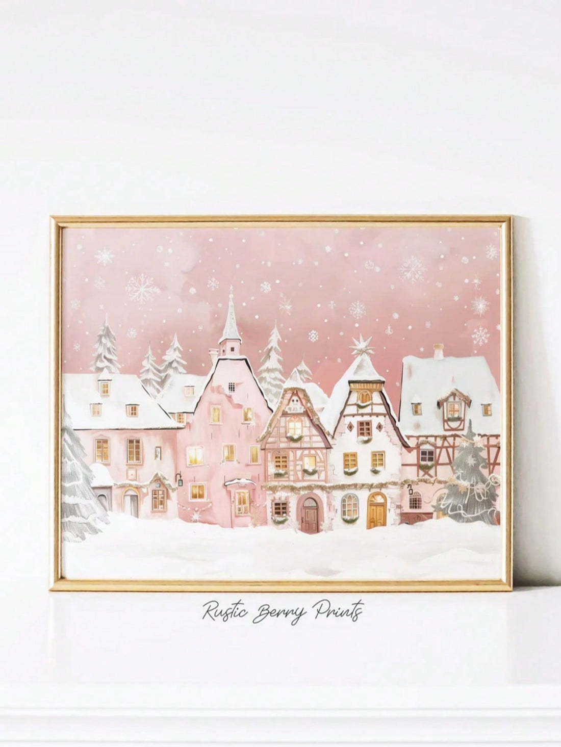 Transform your space into a cozy winter wonderland with this delightful pink Christmas village canvas art. Featuring charming snow-dusted cottages and festive details in soft, cheerful hues, it brings holiday magic to any room year-round. The playful palette adds warmth without overwhelming your décor, making it perfect for living rooms, bedrooms, or entryways. Ready to hang and instantly festive, this canvas captures the joy of the season in a whimsical way that'll have everyone smiling.