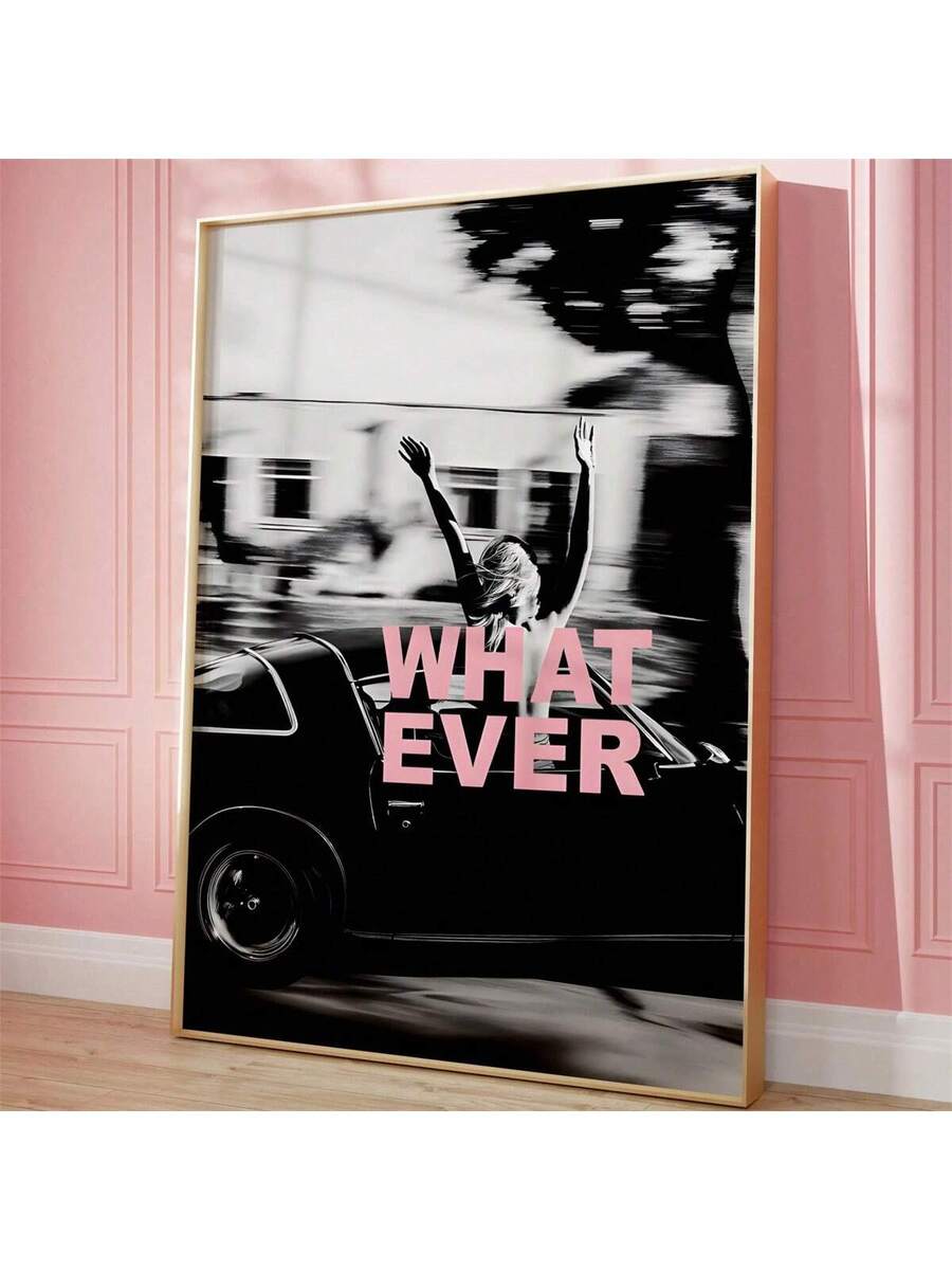 Chic pink zebra poster with bold decorative pattern