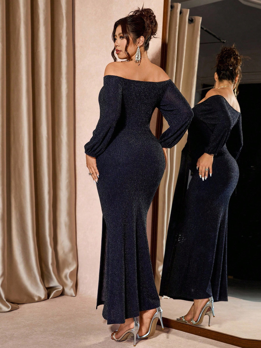 Make a statement this season in our stunning plus-size off-shoulder dress! Crafted for curves and designed for confidence, this elegant black beauty is your go-to for autumn and winter celebrations. The chic off-shoulder neckline adds a touch of sophistication while keeping things fun and flirty. Whether you're heading to a holiday party or a special gathering, this dress delivers timeless style with modern flair. Slip it on and watch heads turn!