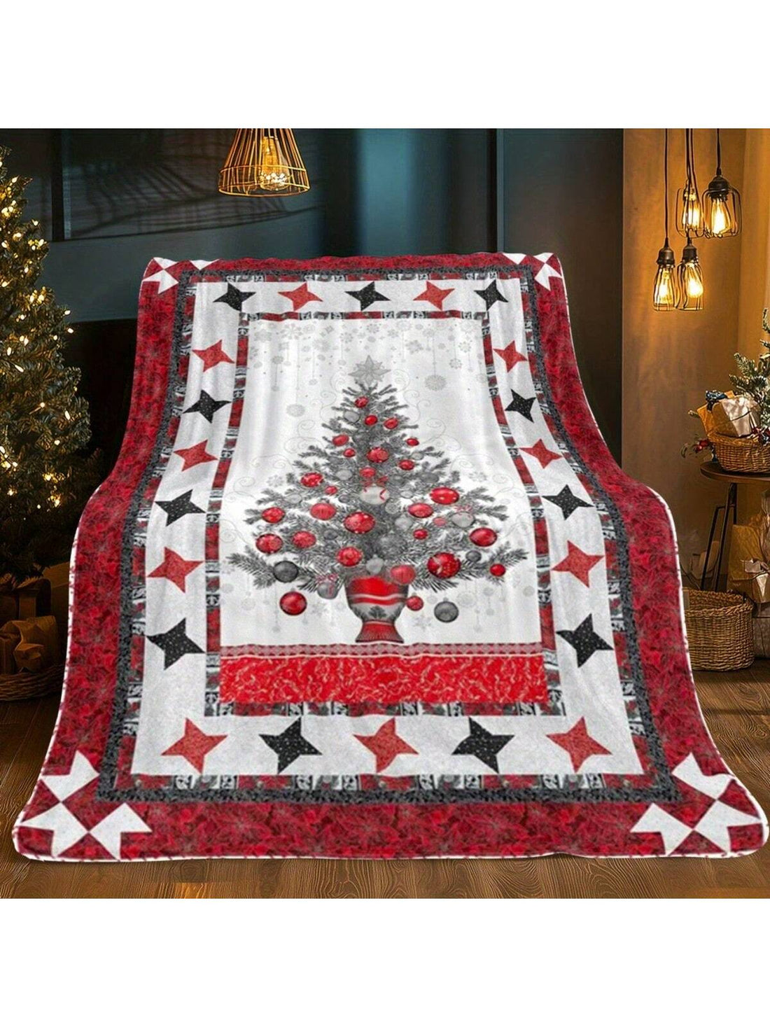 Wrap yourself in holiday cheer with the Cozy Christmas Tree Stars Flannel Blanket. Crafted from soft, warm flannel in a classic red and black plaid, this blanket adds a festive touch while keeping you snug. Perfect for chilly nights or as a stylish holiday accent, it’s your go-to for comfort and seasonal charm.