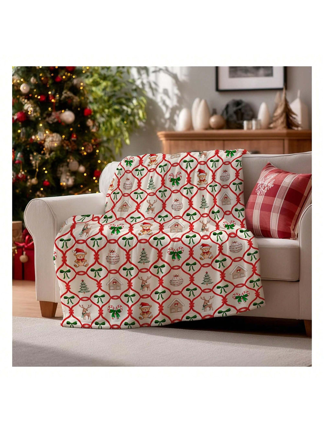 Wrap yourself in holiday cheer with the Cozy Christmas Bear Flannel Blanket. This soft, plush fleece throw brings warmth and festive spirit to any room, perfect for snuggling up by the fire or adding extra comfort to your couch. Its adorable bear design makes it a charming gift that spreads joy throughout the season. Embrace the cozy vibes and make every chilly moment merrier!