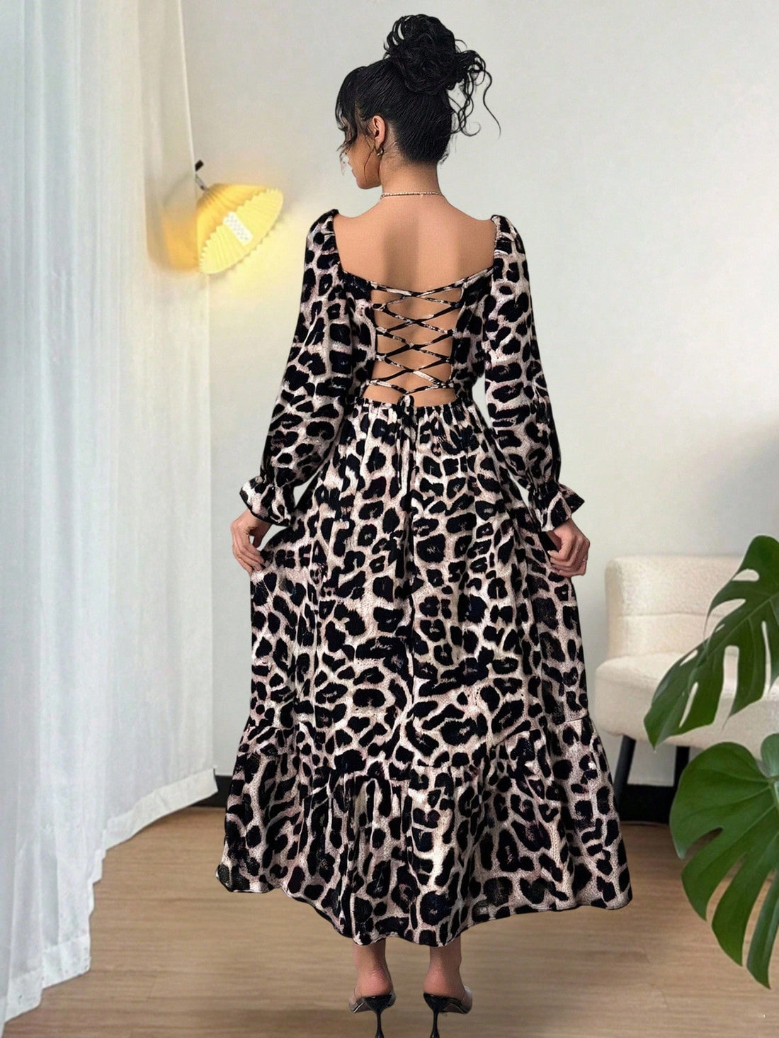 Step out in style with this playful yet elegant leopard print dress. Featuring long sleeves and a charming bowknot, it’s designed to turn heads at weddings, parties, or cozy winter gatherings. The unique print adds a wild touch, while the silhouette keeps it classy and fun, making it your go-to dress for any special occasion.