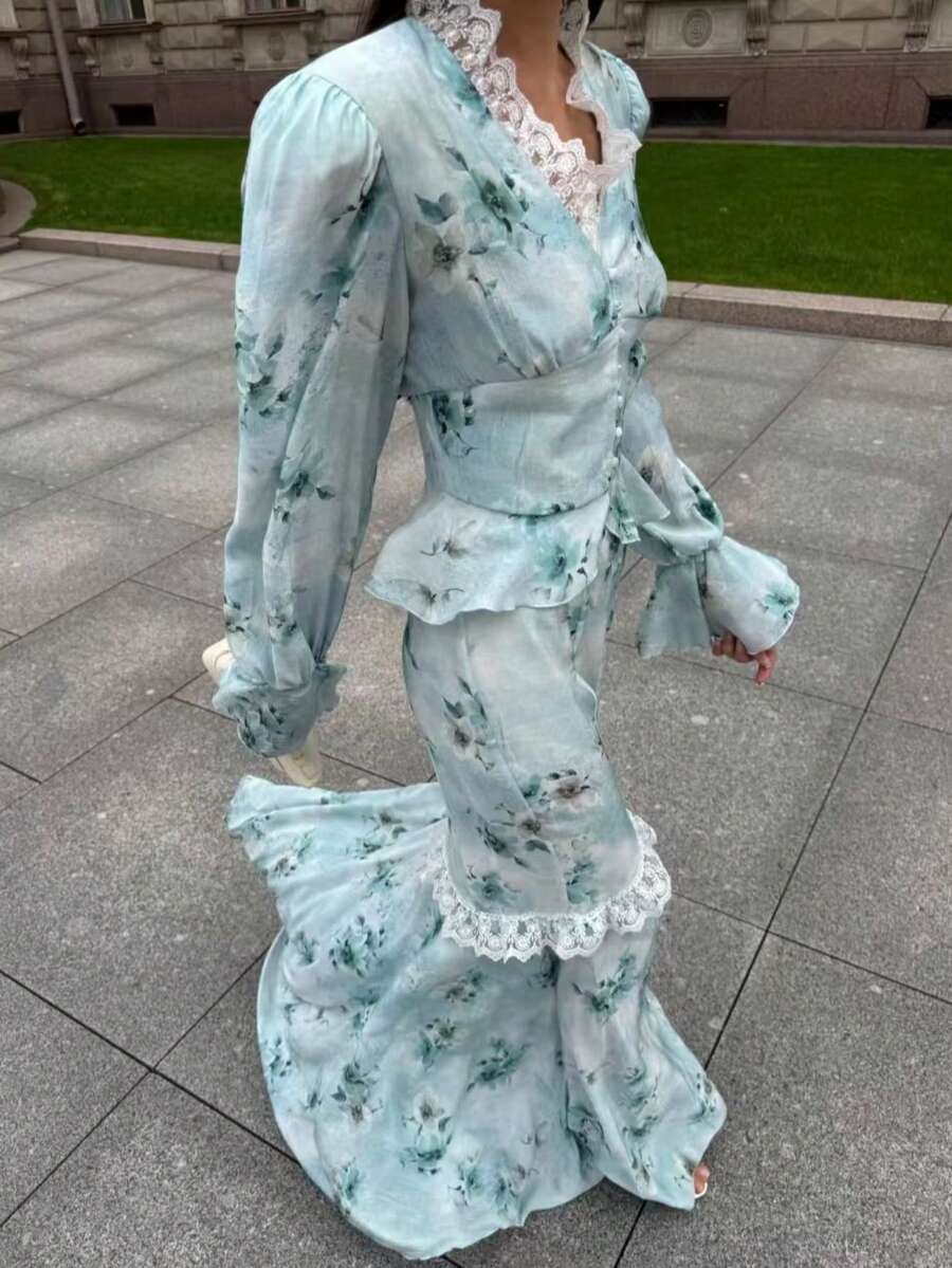 Elevate your wardrobe with this stunning 2-piece set that effortlessly transitions from special occasions to everyday moments. Featuring delicate floral lace and charming ruffle trim details, this versatile ensemble brings a touch of romance and sophistication to any look. Whether you're walking down the aisle or simply wanting to feel fabulous, this set delivers timeless elegance with a modern twist. Perfect for those who refuse to choose between style and comfort!