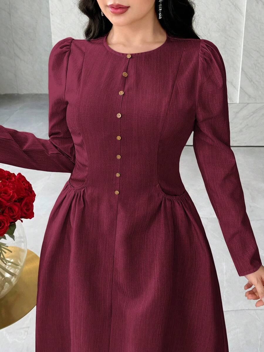 Step into autumn with flair in this Elegant French Style Waist-Cinching Minimalist Dress. Designed to highlight your silhouette, its sleek lines and flattering waist detail create a chic, effortlessly stylish look. Perfect for layering or wearing solo, this dress brings a touch of Parisian charm to your fall wardrobe with playful sophistication.