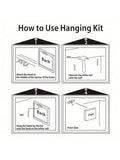 Ready to hang canvas print with installation kit and frame details