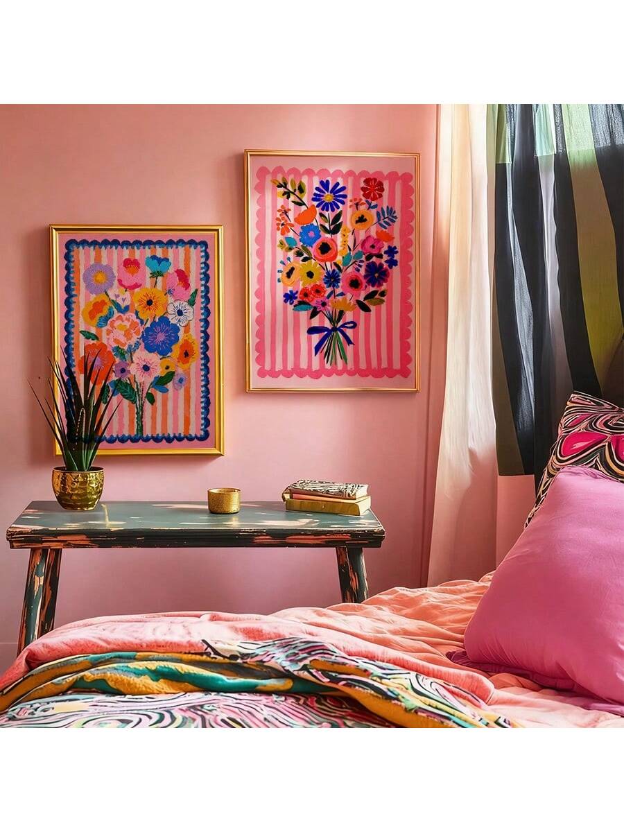 Add a splash of sunshine and vintage charm to your space with this Frameless Floral Wall Art Set. Featuring vibrant daisies and retro-inspired flowers, these canvas prints bring a playful pop of color and happiness to any modern home. Perfect for brightening up your walls without the fuss of frames, they effortlessly create a cheerful atmosphere that feels like a joyful garden party every day.