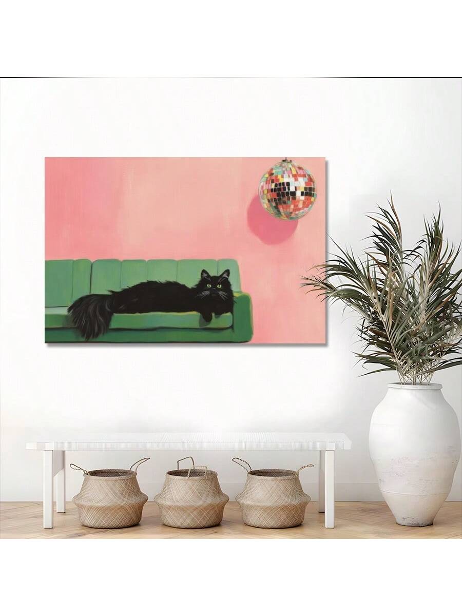 Add a dash of fun and flair to any room with this Stylish Black Cat with Disco Ball Canvas Poster. Featuring a sleek black cat grooving under a shimmering disco ball, this playful artwork brings energy and charm to your home décor. Perfect for cat lovers and dance enthusiasts alike, it’s an eye-catching piece that livens up your walls with personality and style.