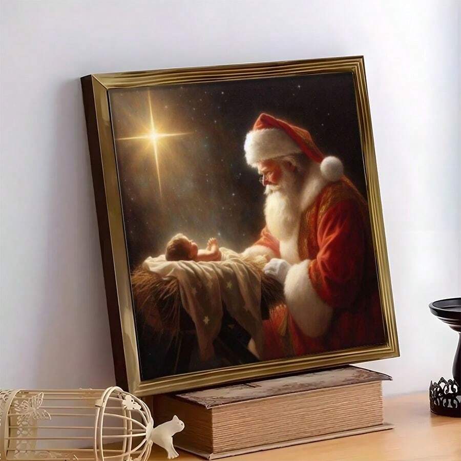 Grateful Thankful Blessed Santa and Baby Jesus Christmas print