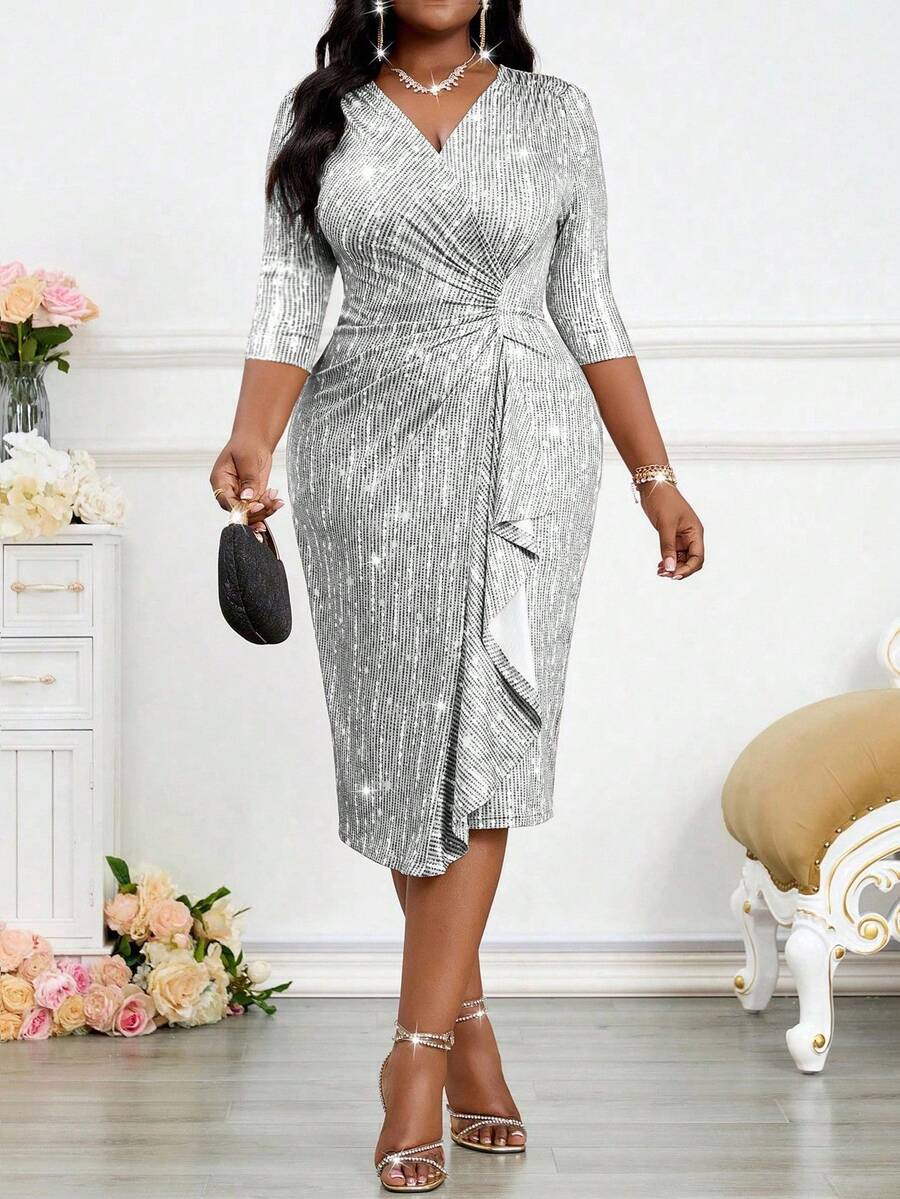 Slip into sophistication with this stunning burgundy slim dress that's ready to turn heads at your next big event. Crafted for plus-size figures, this spring and summer essential combines timeless elegance with a flattering silhouette that celebrates your curves. Whether you're dancing at a wedding, mingling at a reception, or making an entrance at a party, this rich burgundy hue brings just the right amount of drama and charm. Comfortable enough for all-day wear yet polished enough for the spotlight, it's 