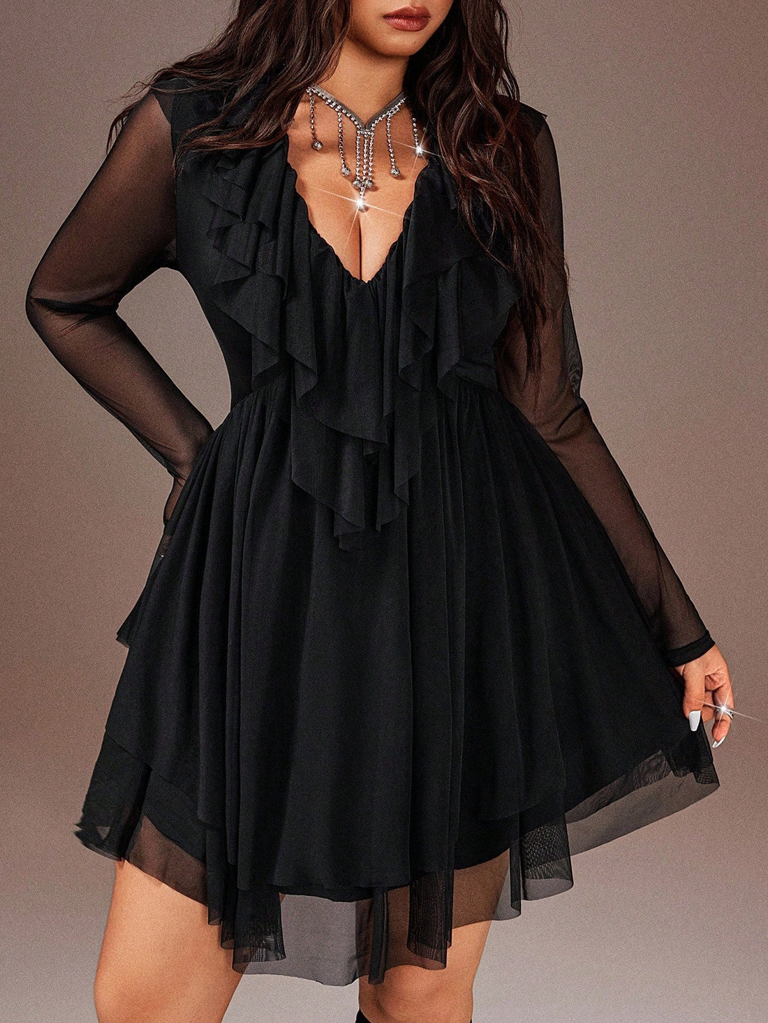 Elevate your wardrobe with this stunning plus-size dress that's all about feeling fabulous! The flattering V-neckline draws the eye upward while the fitted silhouette celebrates your curves in all the right ways. Long sleeves add a touch of sophistication and versatility—dress it up for a night out or keep it casual for everyday elegance. Whether you're heading to brunch, the office, or a special occasion, this dress delivers timeless style with a modern edge. Comfort meets class in a piece you'll reach for