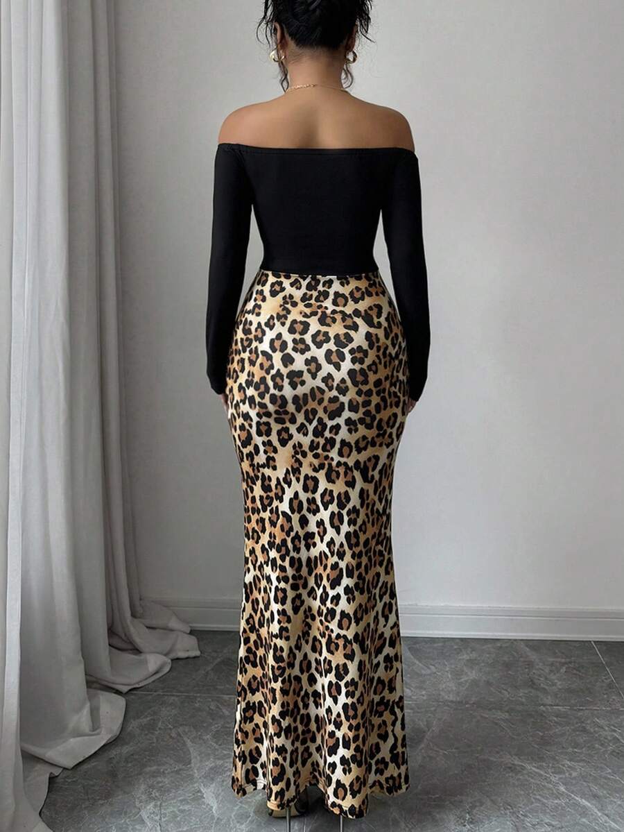 Unleash your wild side with this stunning leopard print dress that's anything but ordinary. The off-shoulder neckline adds a flirty touch of elegance, while delicate ruffles cascade down the length for movement and drama. Perfect for autumn gatherings, this long silhouette flatters every figure and transitions effortlessly from day to night. Whether you're channeling vintage vibes or modern sophistication, this piece proves that animal print is always in style. Make a statement that roars with confidence an