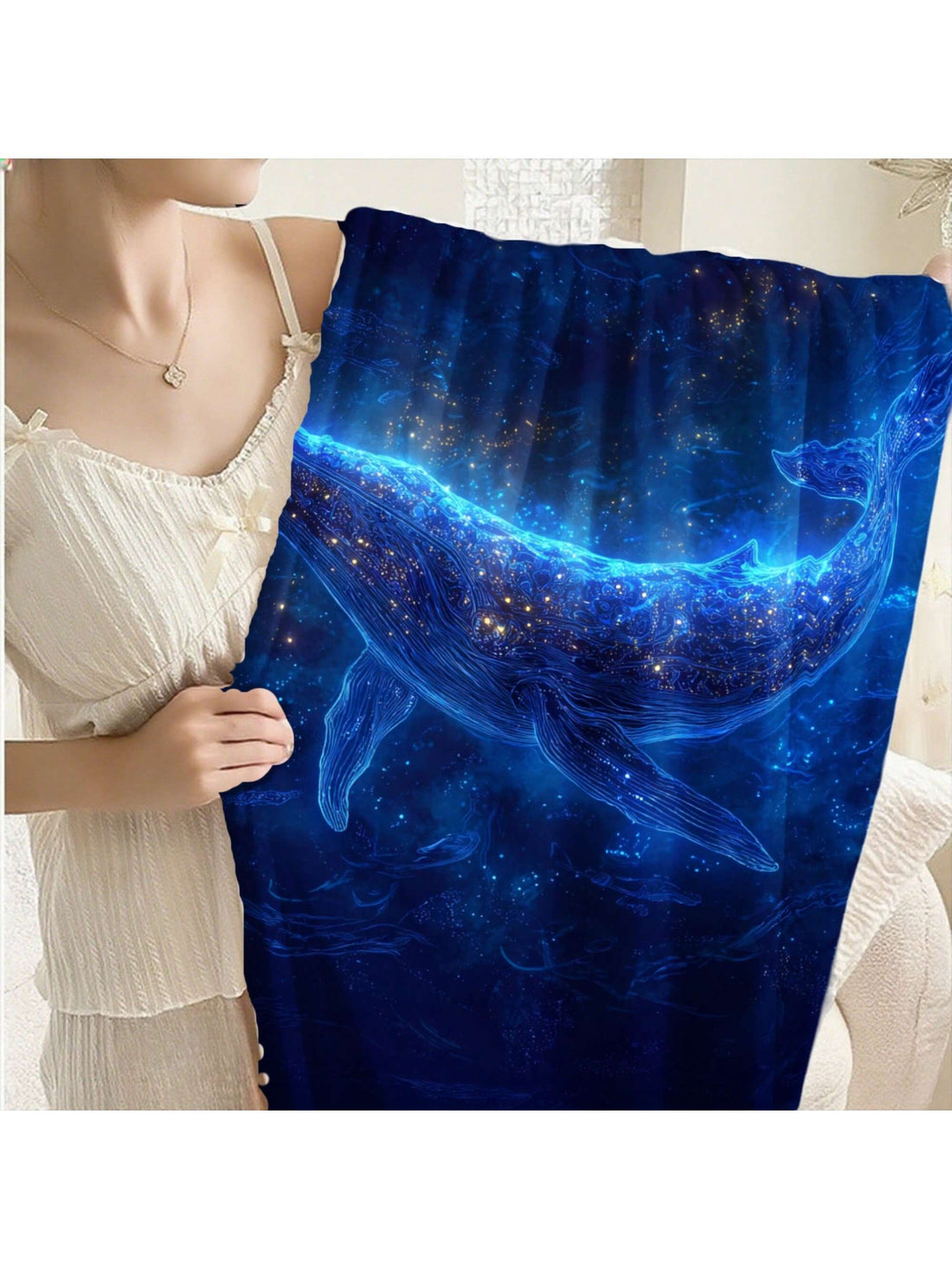Wrap yourself in cosmic comfort with the Cozy Blue Galaxy Whale Print Fleece Blanket. Featuring a dreamy whale gliding through a starry blue galaxy, this soft fleece throw adds a splash of fun and warmth to your sofa, bedroom, or outdoor adventures. Perfect for stargazing nights or cozying up with your favorite book, it turns everyday moments into a playful escape among the stars.