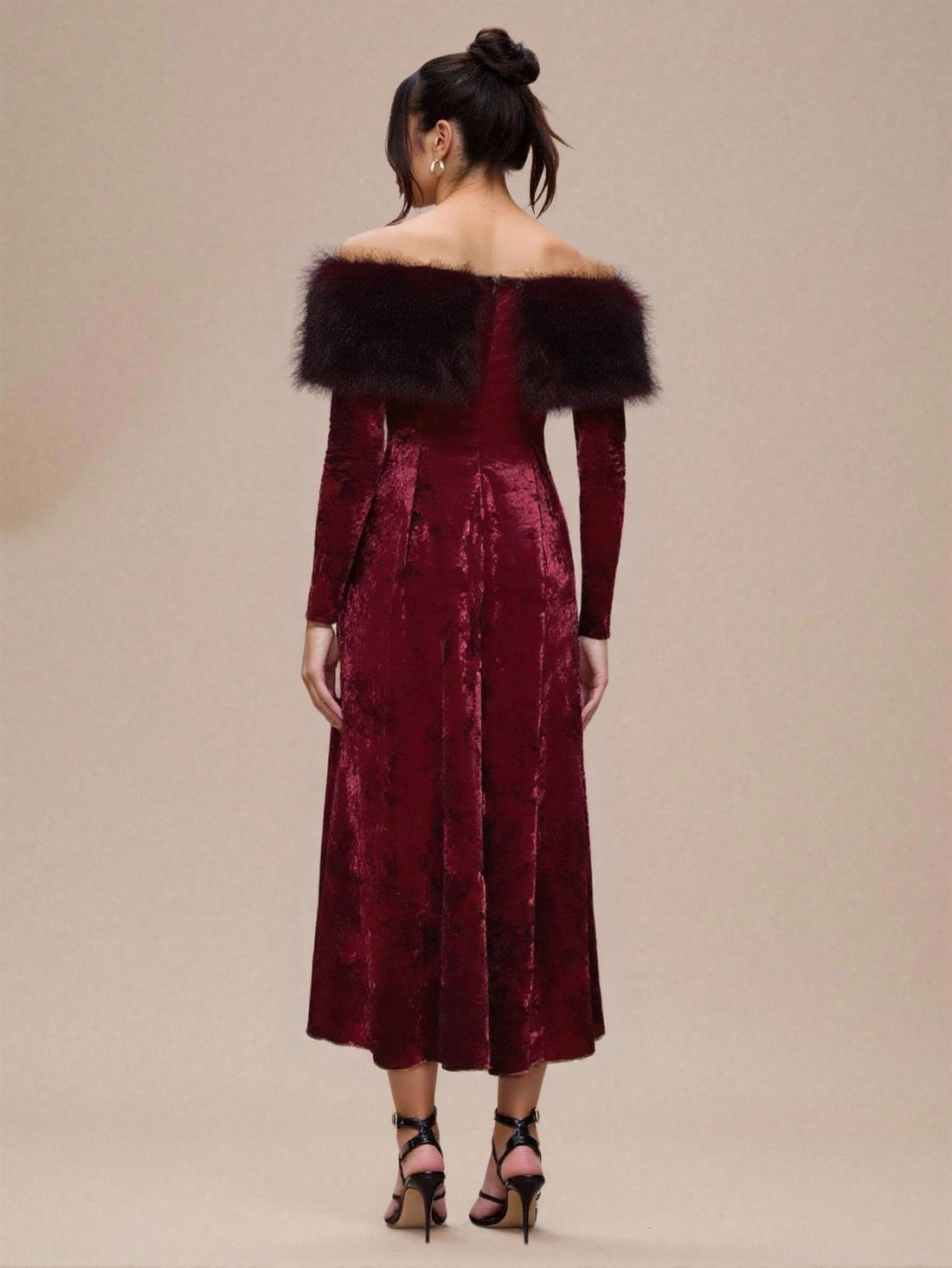 Slip into effortless sophistication with this fuzzy off-shoulder dress that's equal parts cozy and chic. The soft, touchable fabric drapes beautifully across your shoulders, while the mid-length cut strikes the perfect balance between polished and playful. Long sleeves keep you warm without sacrificing that flirty off-shoulder vibe, making it ideal for date nights, casual gatherings, or whenever you want to feel like the best-dressed person in the room. Pair it with your favorite heels or sneakers—this dres