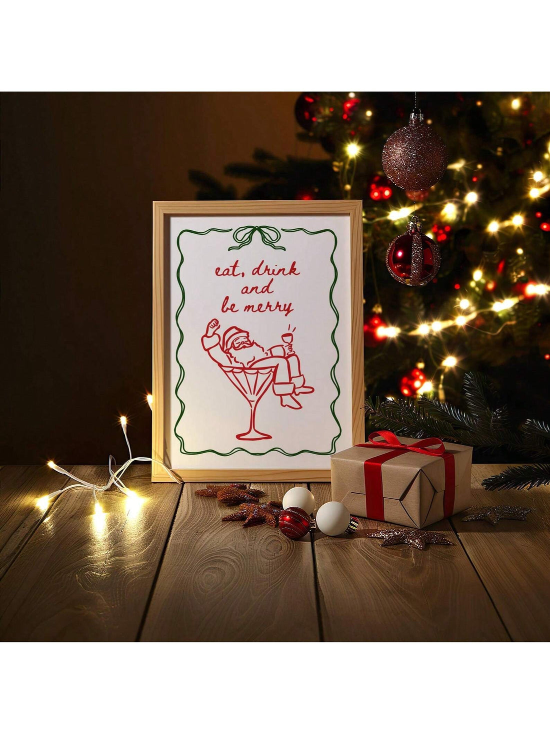 Bring holiday cheer to any room with this charming minimalist Santa wall art! Perfect for adding a touch of vintage Christmas magic to your home, office, or party space, this frameless design keeps things simple and stylish. The playful Santa illustration captures the spirit of the season without overwhelming your décor. Easy to display and instantly festive, it's the ideal accent piece for anyone who loves classic holiday vibes with a modern twist. Transform your walls into a winter wonderland this season!