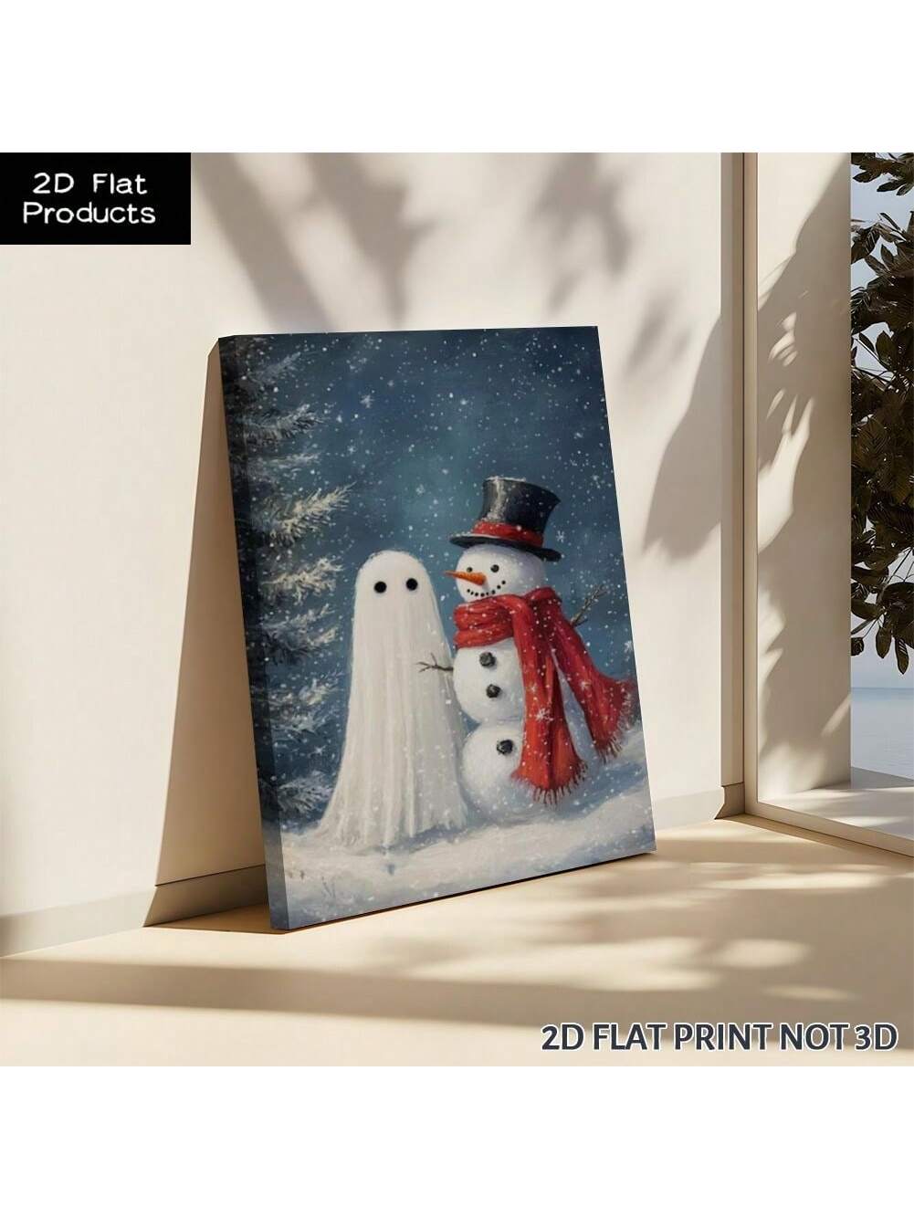 Bring a touch of whimsical charm to your space with this Winter Night Wall Art featuring a playful snowman and a friendly ghost. Perfect for modern home decor, this canvas print adds a fun and enchanting vibe to your winter celebrations while brightening any room with its unique, imaginative design.