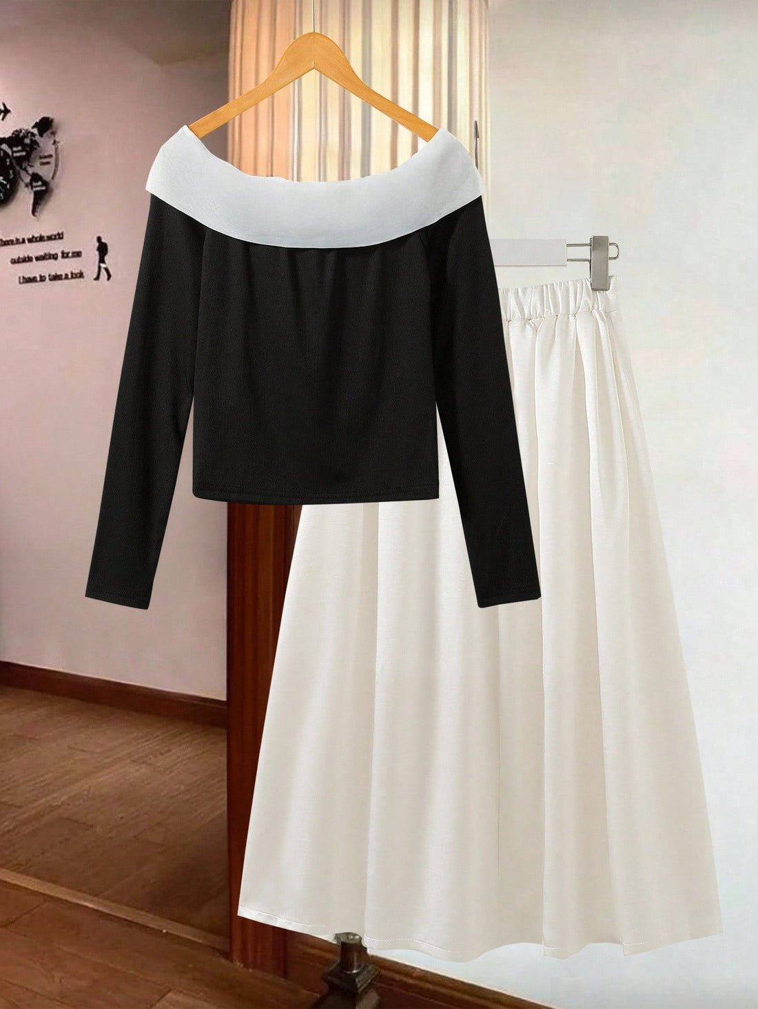 Elevate your seasonal wardrobe with this effortlessly chic two-piece set! The off-shoulder long sleeve top brings a flirty, modern edge while the flowing white maxi skirt keeps things relaxed and elegant. Perfect for layering through autumn and winter, this pairing works beautifully for casual outings, weekend brunches, or cozy evening strolls. Mix, match, or wear together—either way, you've got a versatile combo that feels both put-together and wonderfully comfortable. Embrace that breezy sophistication al