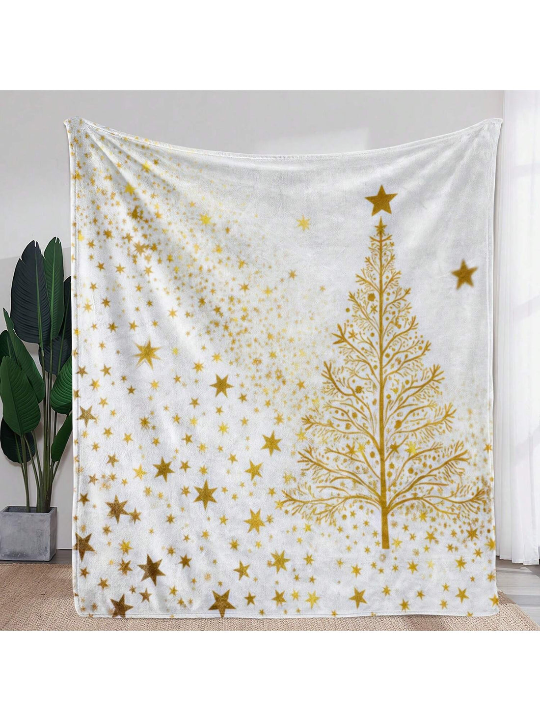 Wrap yourself in festive cheer with this Cozy Vintage Christmas Tree Stars Flannel Blanket. Featuring shimmering golden snowflakes and classic Christmas tree stars, it adds a warm, nostalgic touch to any room. Perfectly soft and breathable, this all-season throw keeps you comfy during chilly holiday nights or cozy movie marathons. A charming gift that brings holiday magic and snuggly comfort together in one festive bundle!