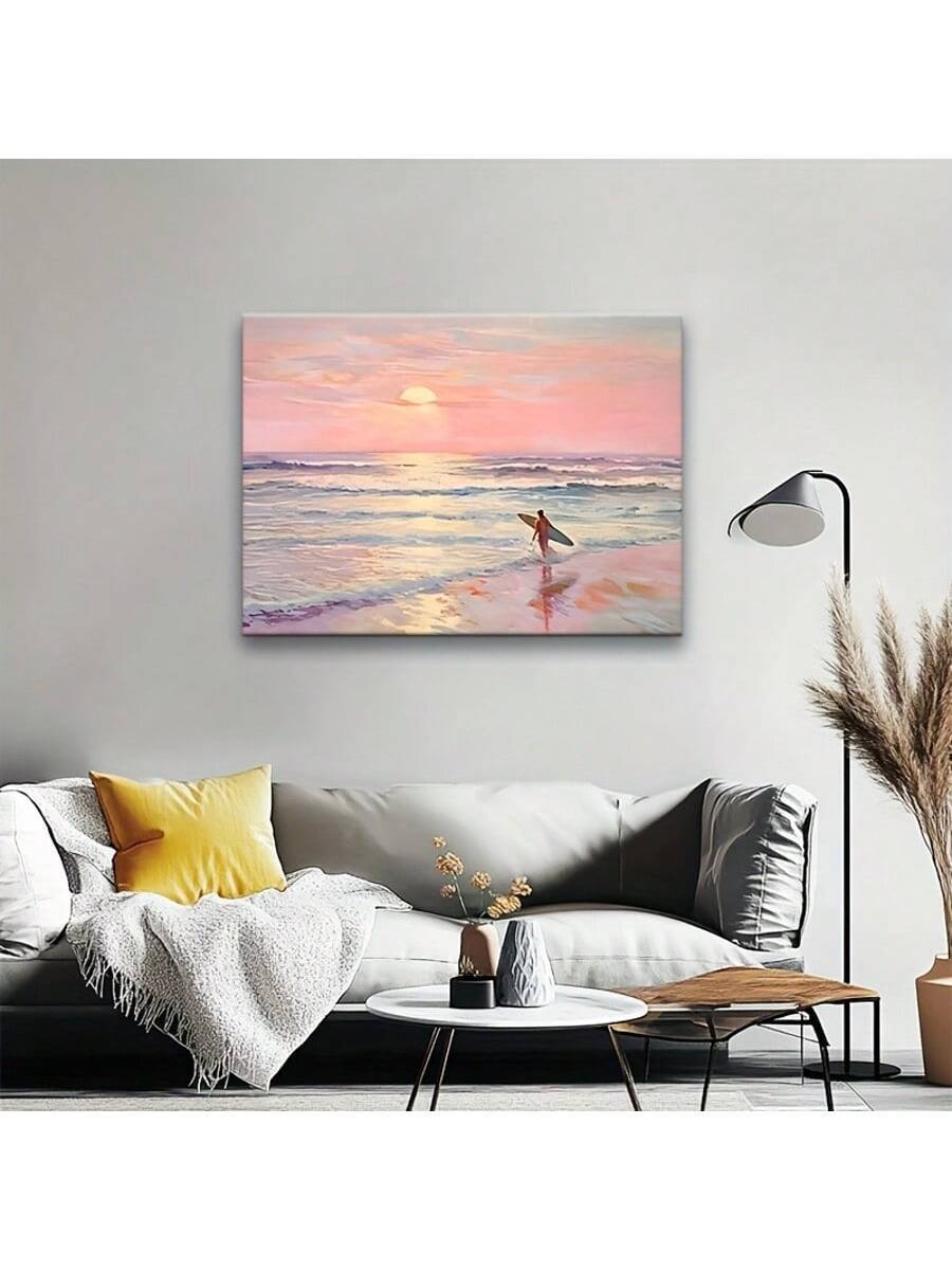 Bring coastal tranquility into your home with this stunning vintage-inspired surf sunset canvas art. Featuring soft pink hues and serene seascape imagery, this framed piece captures the peaceful essence of beach life. Perfect for living rooms, bedrooms, or any space craving a relaxed, seaside atmosphere. The timeless design complements both modern and traditional décor, while the quality framing ensures lasting beauty. Transform your walls into a window to paradise.