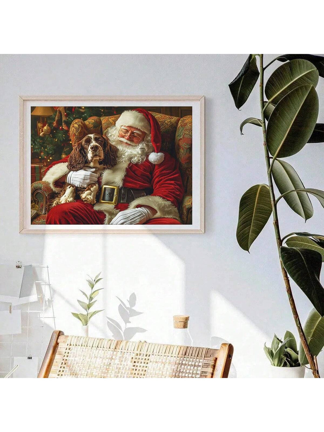 Bring festive cheer to your walls with this charming vintage-inspired canvas featuring a cheerful Springer Spaniel and jolly Santa Claus. Perfect for dog lovers and holiday enthusiasts alike, this whimsical artwork captures the magic of Christmas with nostalgic appeal. The warm, retro aesthetic adds character to any room while celebrating the season's joy. Whether you're decorating your own home or searching for a thoughtful gift, this delightful piece spreads holiday spirit with tail-wagging charm. A cozy 