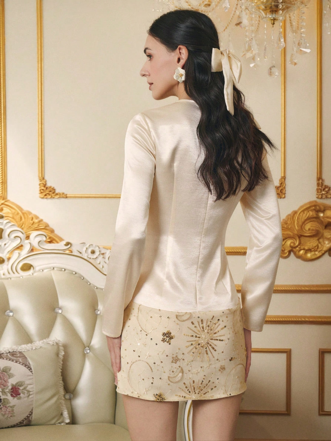 Shimmer into the spotlight with this enchanting long-sleeve sequin dress, where elegance meets pure magic. Delicate embroidered details catch the light with every twirl, creating an irresistible sparkle that's perfect for romantic evenings and festive celebrations. The flowing silhouette flatters beautifully while the long sleeves add a touch of sophisticated charm. Whether you're dancing at a gala or stealing hearts at a special occasion, this dress transforms you into the star of the night. Get ready to d