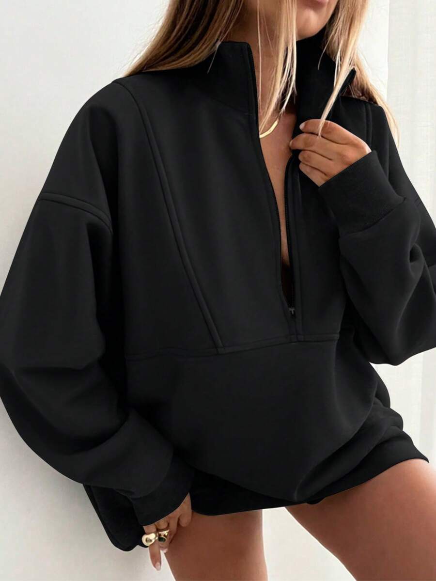 Image 2 - side profile of Women's Half-Zip Sweatshirt - Perfect for Graduation, Teaching, and Fall Style