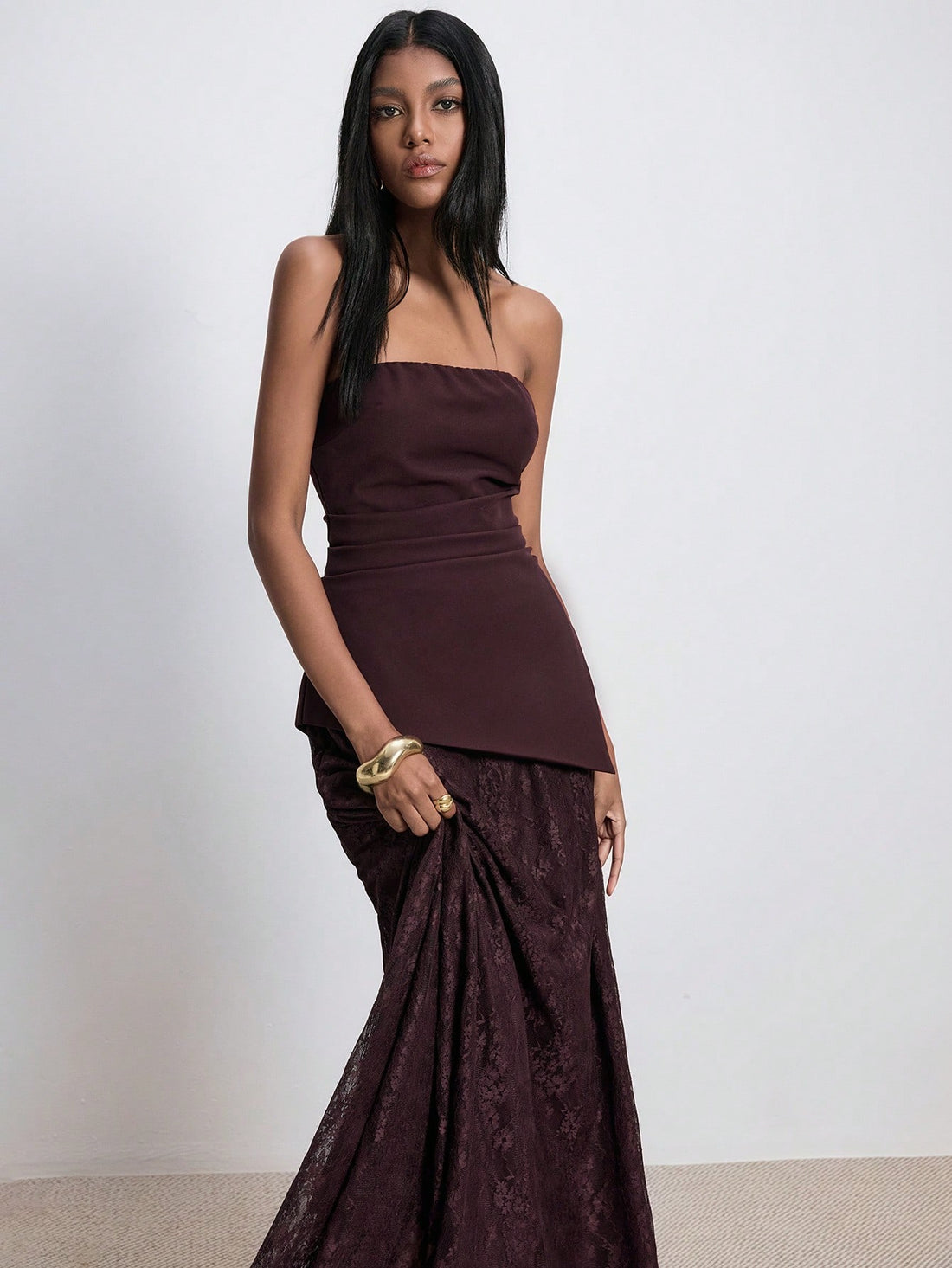 Slip into sophistication with this stunning brown lace tube top dress—your secret weapon for turning heads at holiday galas and wedding celebrations. The delicate lace detailing adds timeless elegance, while the tube top silhouette offers a chic, modern twist perfect for festive season glamour. Whether you're dancing through Christmas parties or toasting at New Year's events, this versatile piece transitions seamlessly from cocktail hour to late-night celebrations. Comfortable enough to wear all night, stun