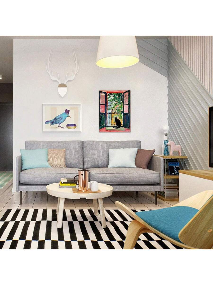 Bring artistic flair to any room with this charming black cat canvas wall art, inspired by Henri Matisse's bold, colorful aesthetic. The playful design combines vintage elegance with modern vibrancy, featuring a striking black cat rendered in a style that celebrates Matisse's signature use of color and form. Perfect for art lovers, cat enthusiasts, and anyone seeking to add personality to their space. This piece works beautifully in living rooms, bedrooms, home offices, or creative studios. 