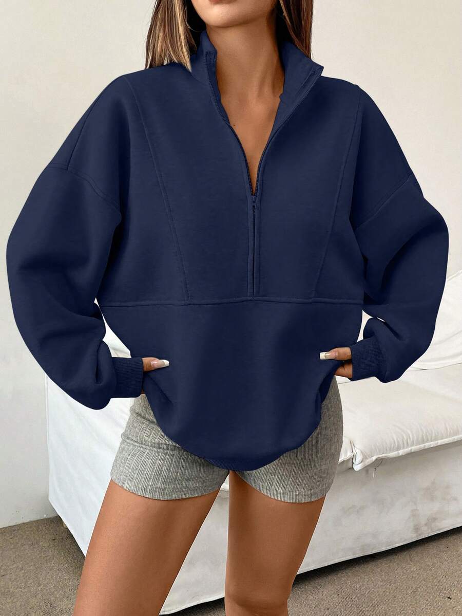 Image 1 - front view of Women's Half-Zip Sweatshirt - Perfect for Graduation, Teaching, and Fall Style