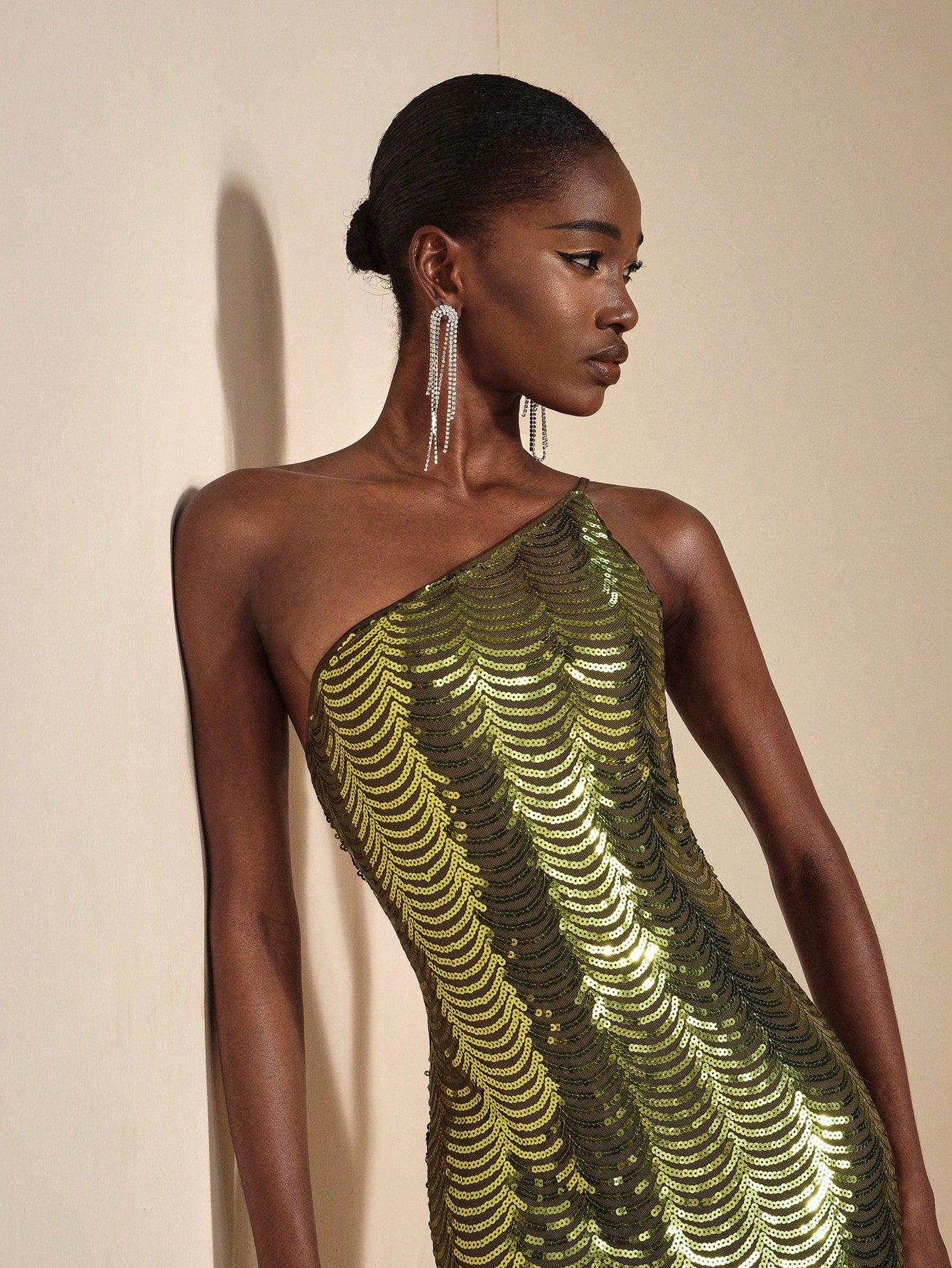 Stunning Asymmetric Sequin Bodycon Midi Dress with Slit - Elegant Part Canary Houze Stunning Asymmetric Sequin Bodycon Midi Dress with Slit - Elegant Part Canary Houze