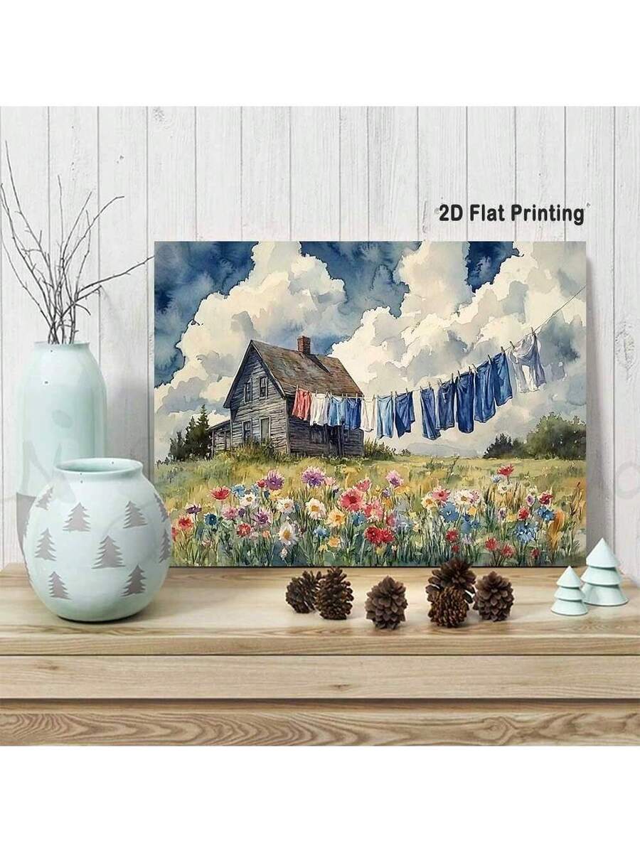 Transform any room with this vibrant canvas art featuring a cheerful blend of colorful laundry and wildflowers. The modern design brings warmth and personality to living spaces, bedrooms, kitchens, and beyond. Pre-framed and ready to hang, it combines contemporary aesthetics with a playful, uplifting energy. Perfect for adding a pop of color and artistic flair to your home decor.
