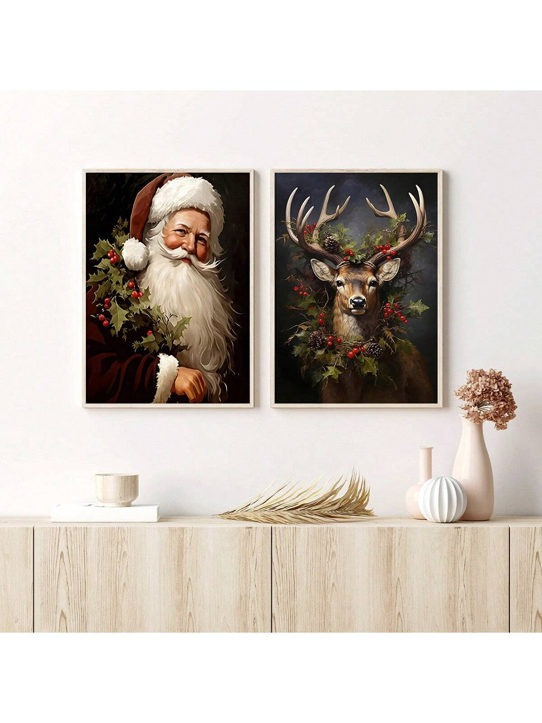 Bring holiday magic to your walls with this charming 2-piece canvas poster set featuring vintage-inspired Santa Claus and reindeer artwork. Perfect for creating a festive atmosphere throughout your home, these timeless designs capture the warmth and wonder of Christmas. Each canvas showcases classic holiday imagery with a nostalgic twist, making them ideal for living rooms, bedrooms, or entryways. Easy to display and instantly transformative, this set adds cozy character to any space while celebrating the s