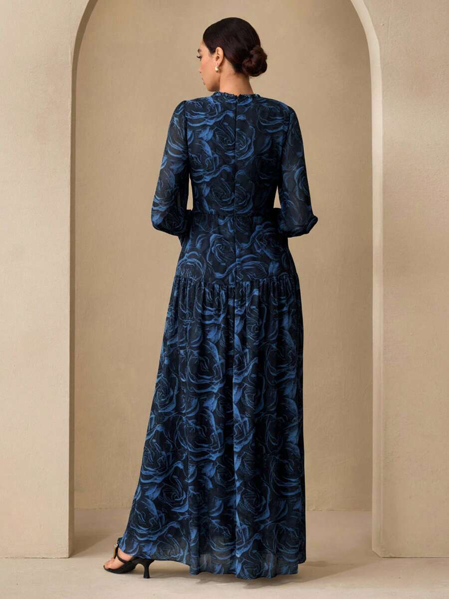 Twirl into any room in this gorgeous floral chiffon dress that's equal parts elegant and fun. The fitted silhouette flatters your figure while delicate ruffle sleeves add a touch of whimsy and movement. Crafted from lightweight chiffon, it's breathable enough for all-day wear—whether you're heading to brunch, a garden party, or a night out. The vibrant floral print brings instant charm and pairs beautifully with your favorite accessories. Comfortable, stylish, and endlessly versatile, this dress is your new