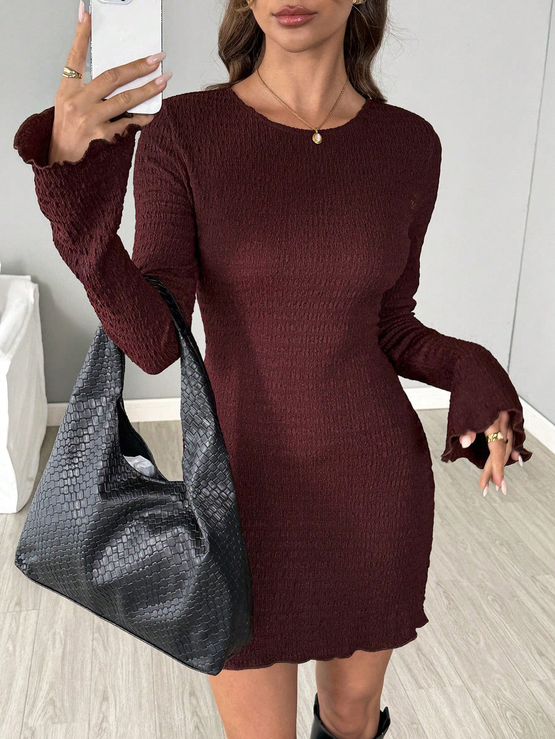 Make a statement this season in our stunning wine red bell sleeve mini dress. The dramatic bell sleeves add a touch of vintage-inspired elegance, while the rich burgundy hue flatters every complexion. Perfect for holiday parties, New Year's celebrations, and romantic Valentine's occasions, this dress transitions effortlessly from festive gatherings to date night. The flattering mini length and flowing silhouette create a chic, feminine look that turns heads. Whether you're toasting to new beginnings or cele